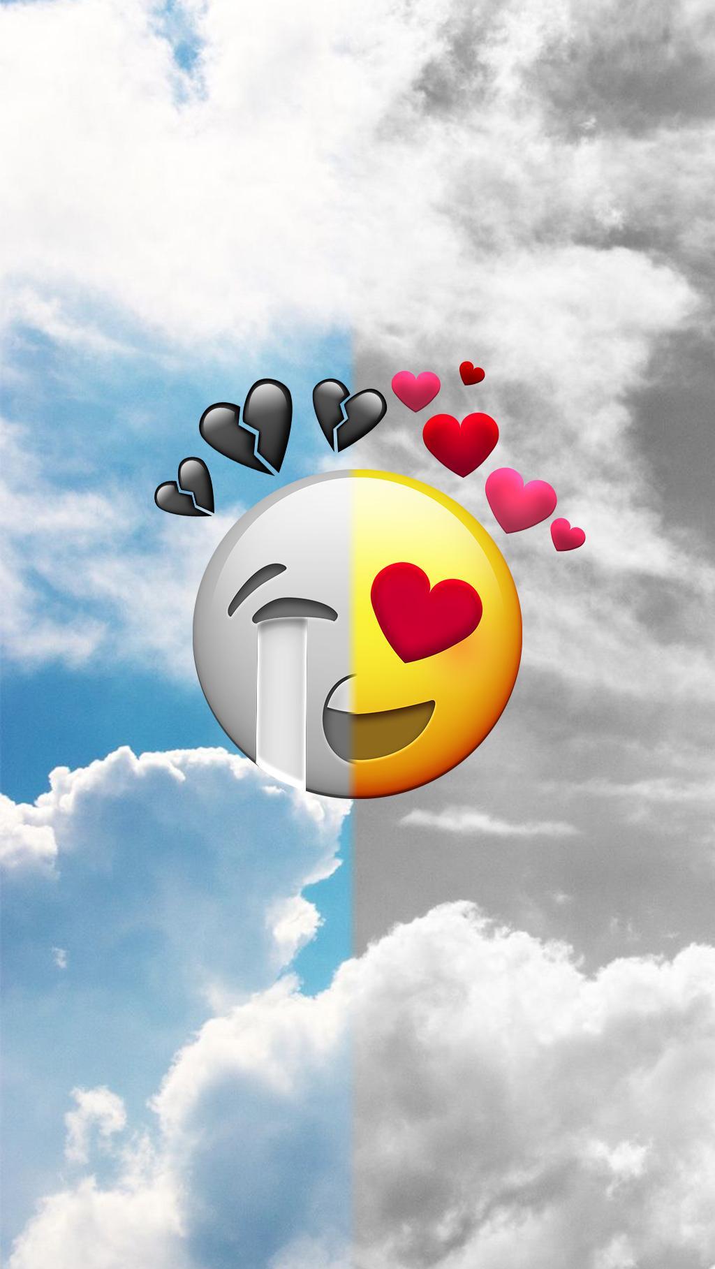 Emoji cuore metà bianco nero, 1024x1817 Full HD Verticale, Smartphone