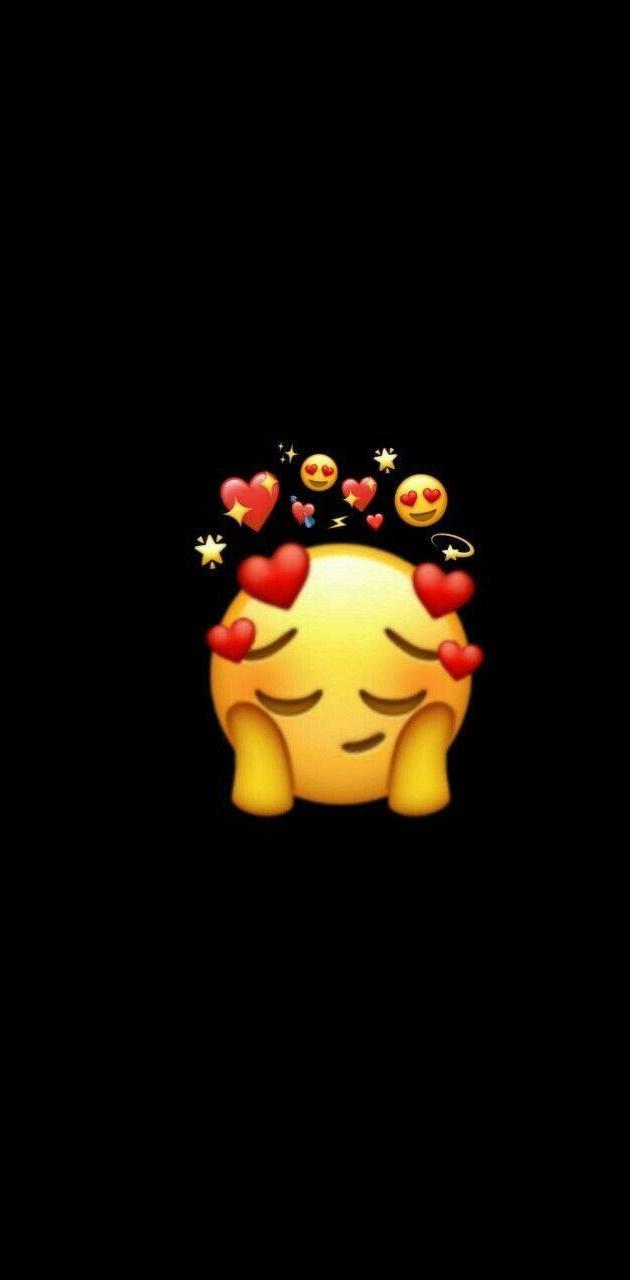 emoji innamorata cuori sfondo nero, 630x1280 Verticale, POCO