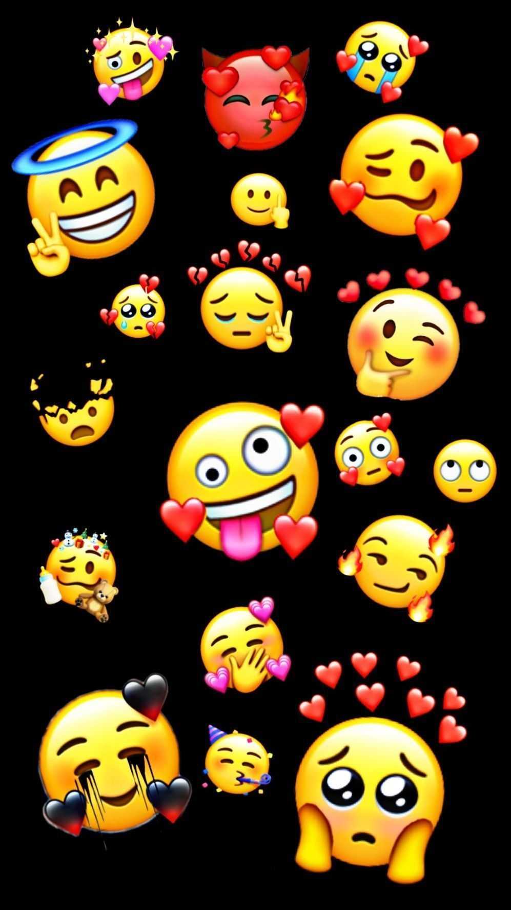 Emoji varie sfondo nero, 997x1773 Verticale, Mobile