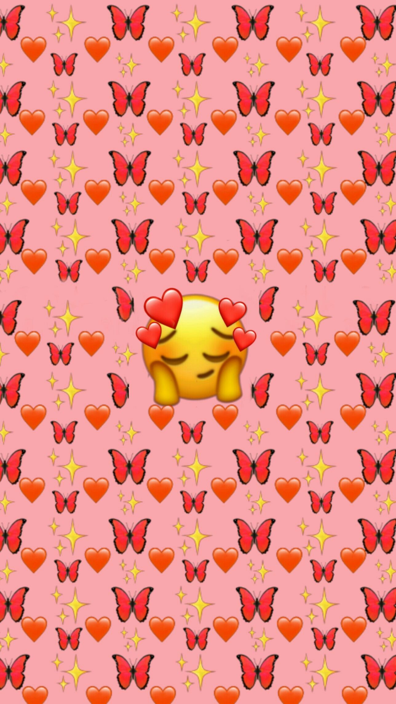 Emoji cuori e farfalle rosa, 1288x2289 Full HD Verticale, Smartphone