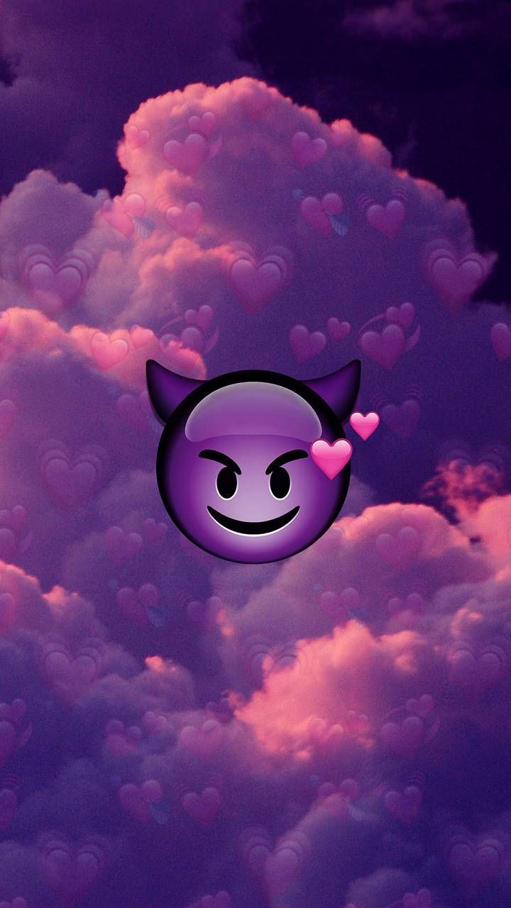 Emoji diavoletto viola nuvole, 720x1280 Full HD Verticale, iPhone