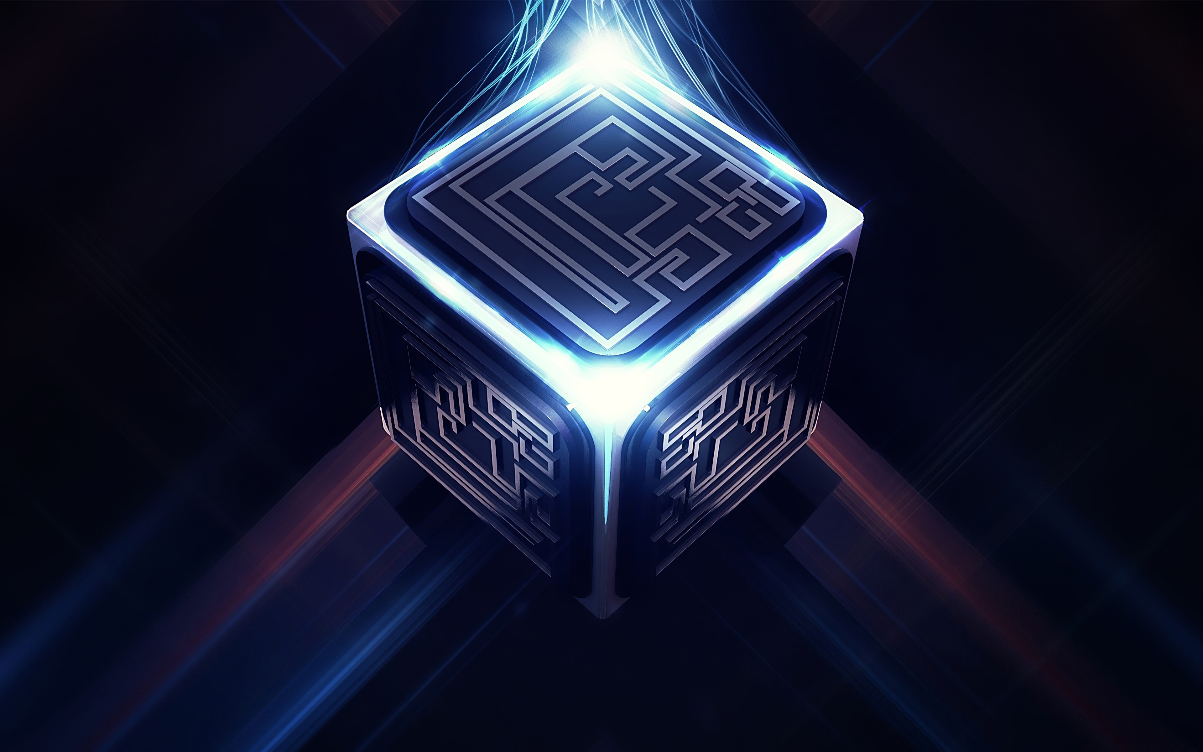 Cubo energia circuiti luminosi, 3840x2400 4K Ultra HD, Monitor 4K