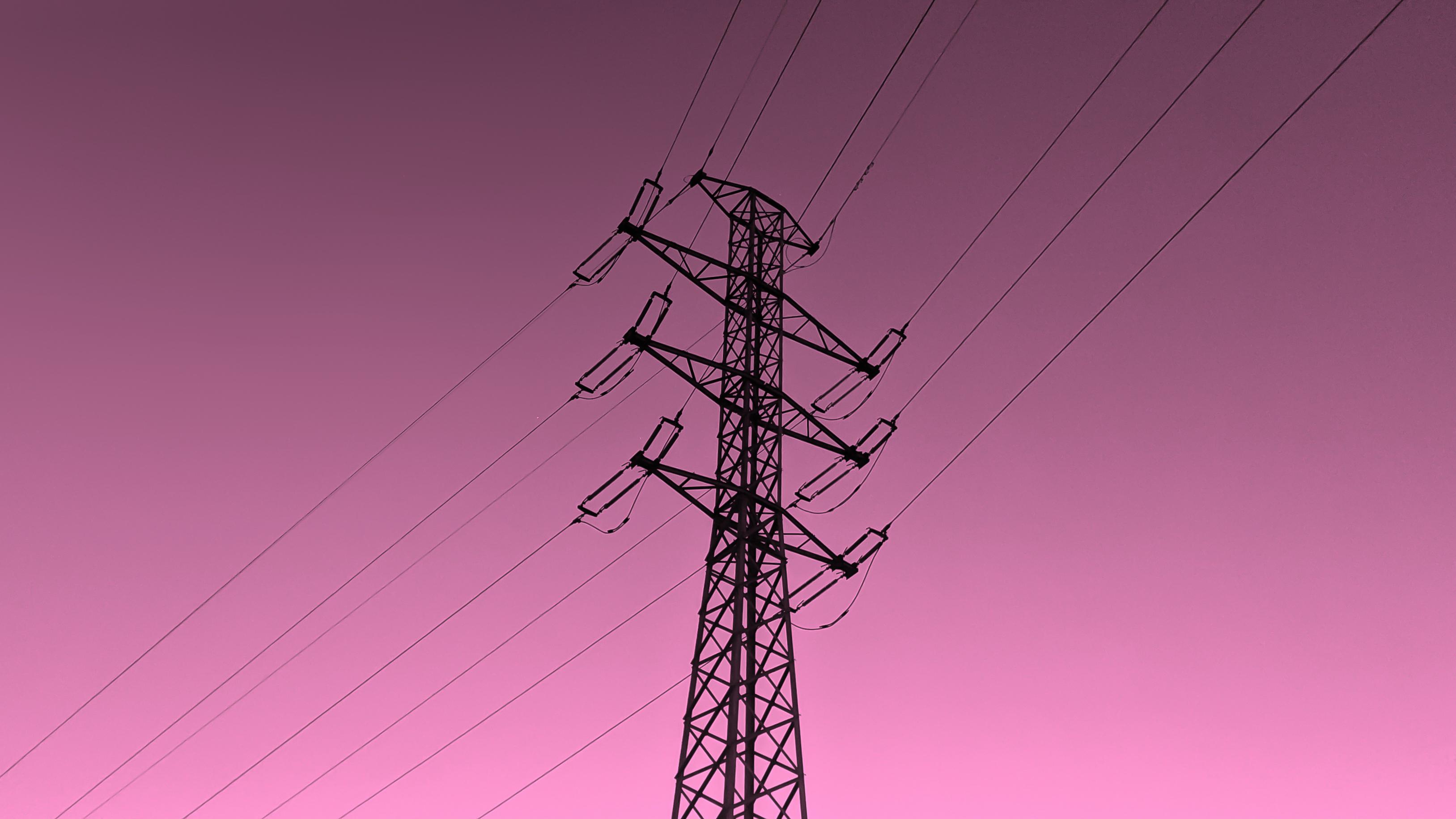 Traliccio elettrico cielo rosa, 3255x1831 2K+, Monitor Gaming