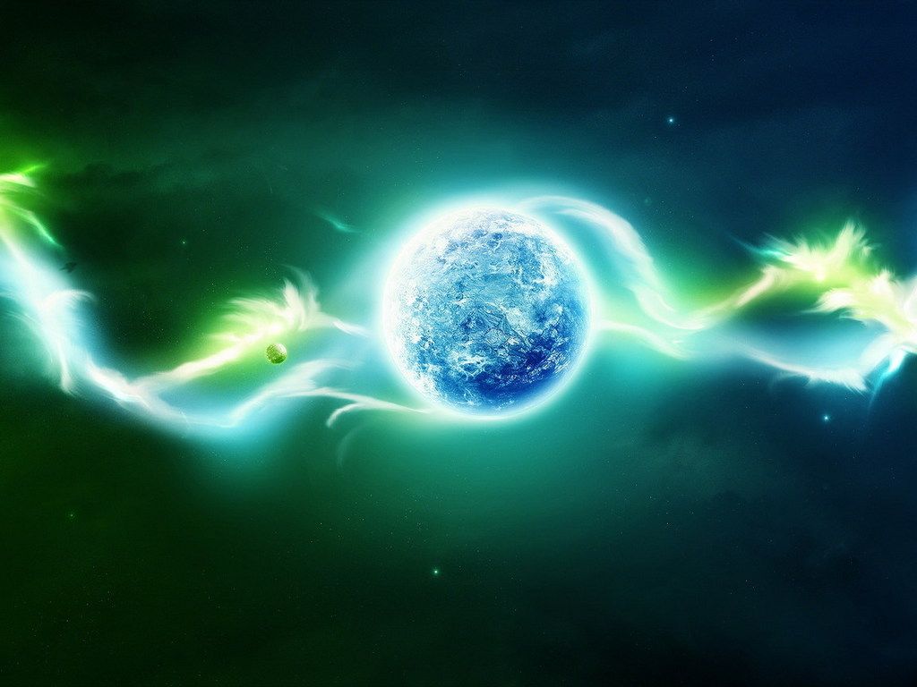 Sfera blu con energia verde, 1024x768 HD, PC Desktop