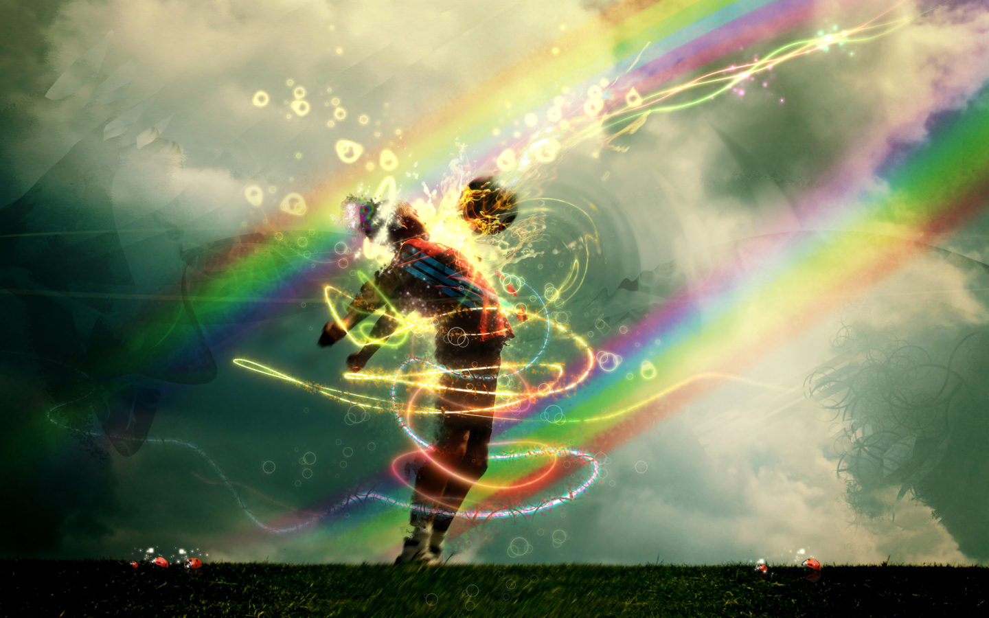 Figura con energia arcobaleno luminosa, 1440x900 720p, Laptop