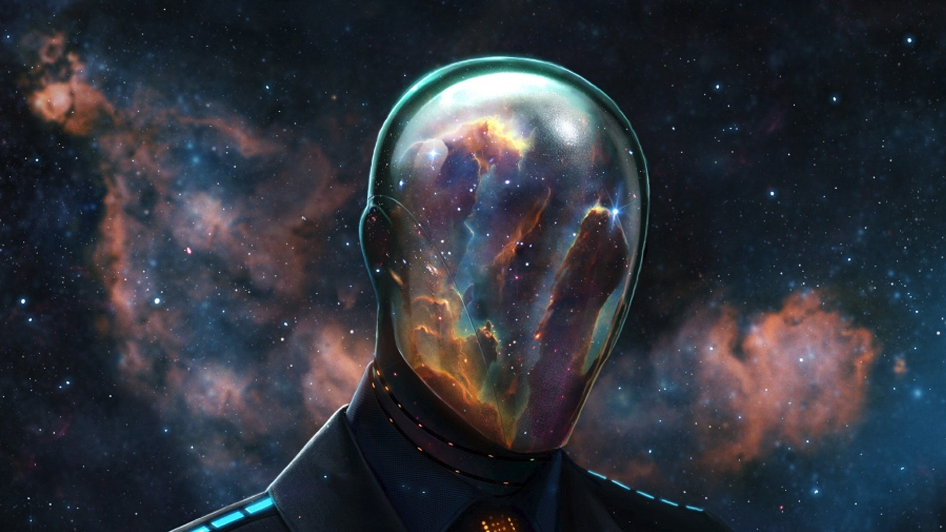 Astronauta casco riflesso nebulosa, 1920x1080 Full HD 1080p, PC