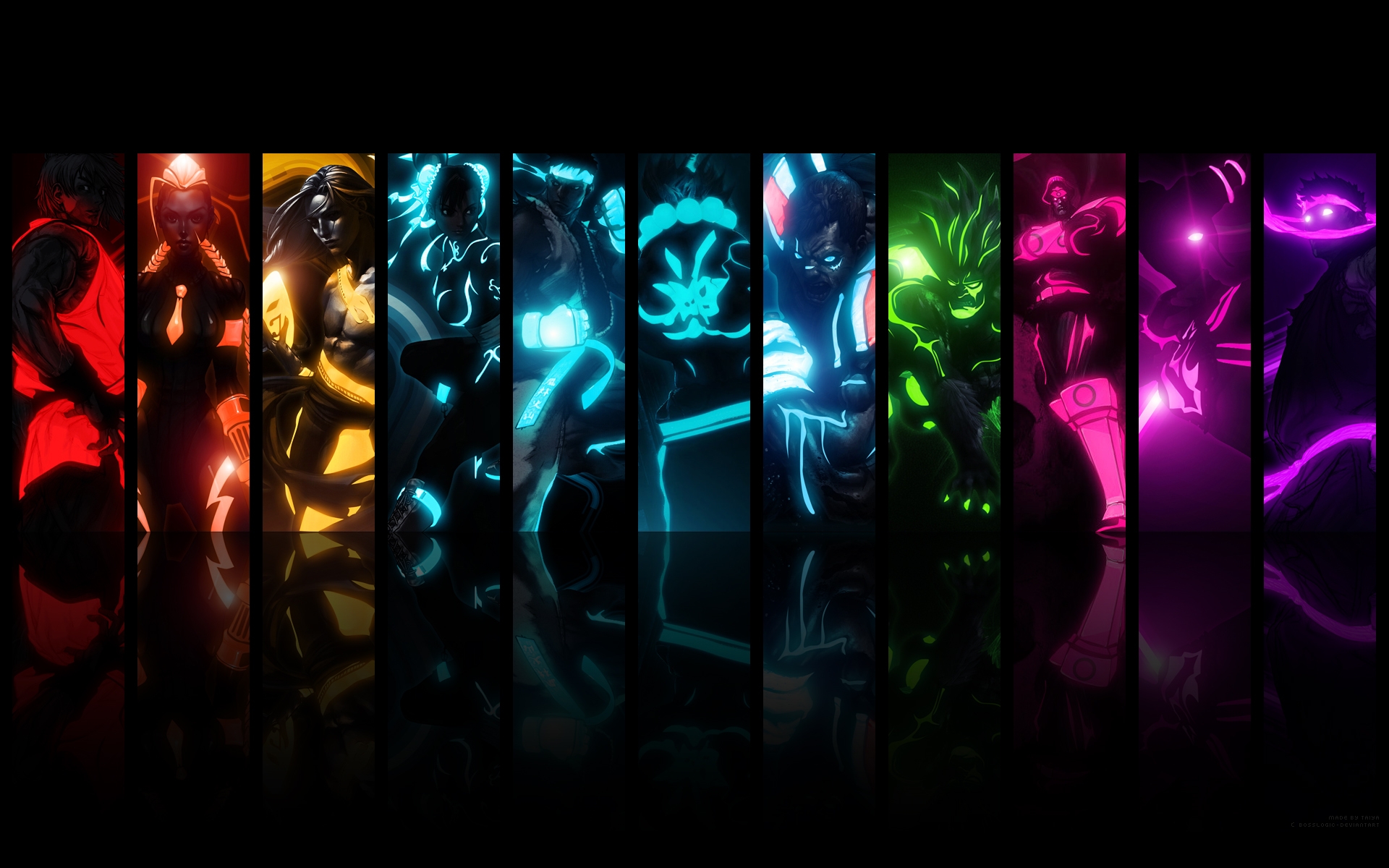 Personaggi Mortal Kombat neon colorati, picchiaduro, 1920x1200 Full HD+ WUXGA, Desktop
