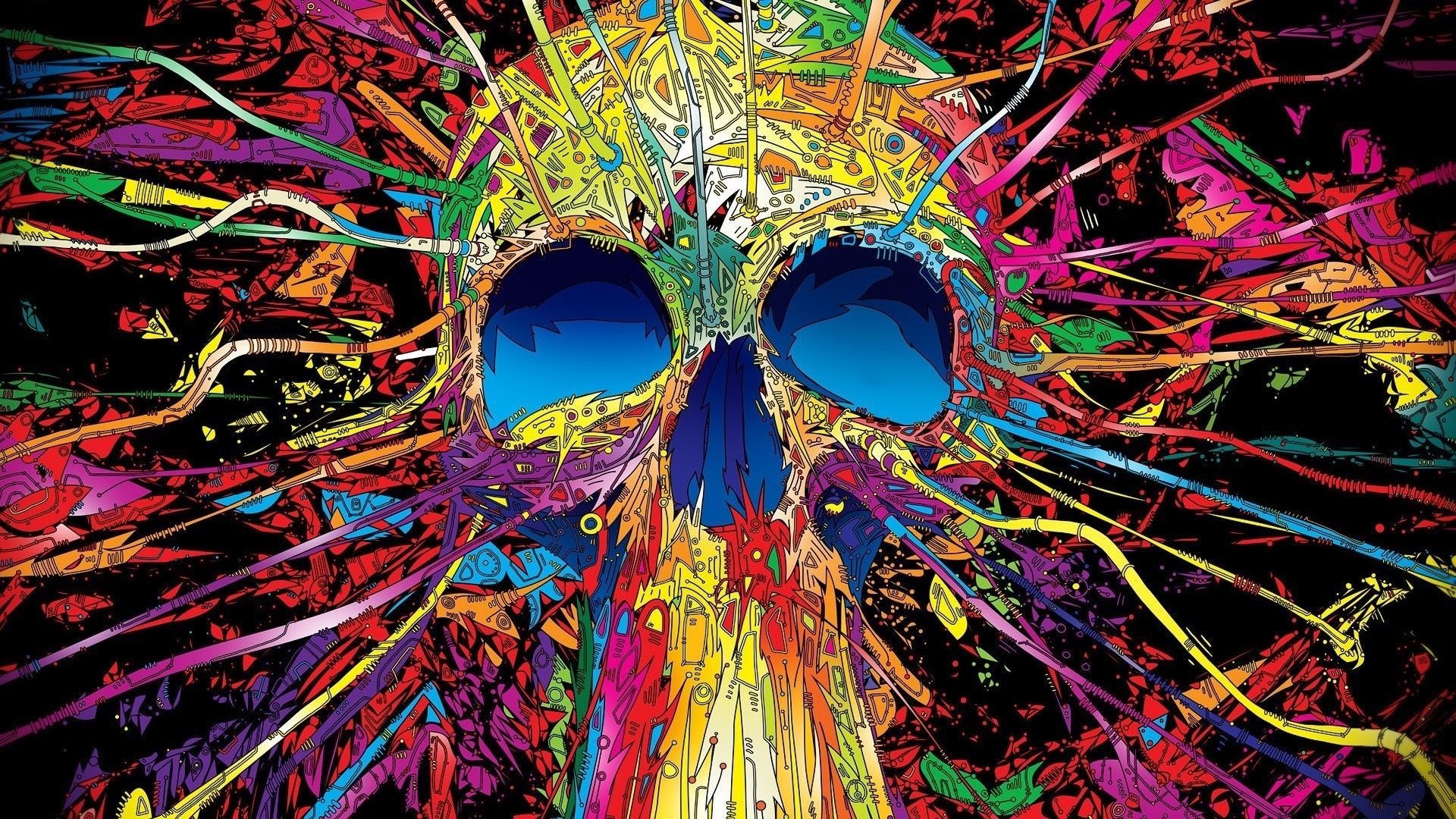 Teschio psichedelico esplosione colori, 1920x1080 1080p, Laptop