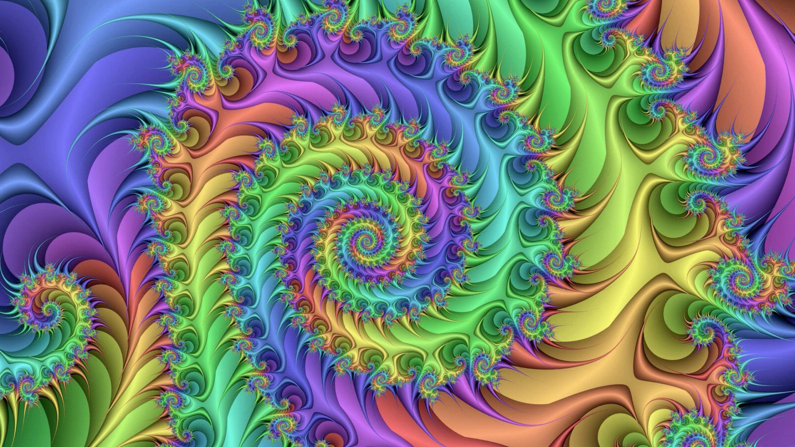 Spirale frattale psichedelica colorata, 2560x1440 2K, Desktop