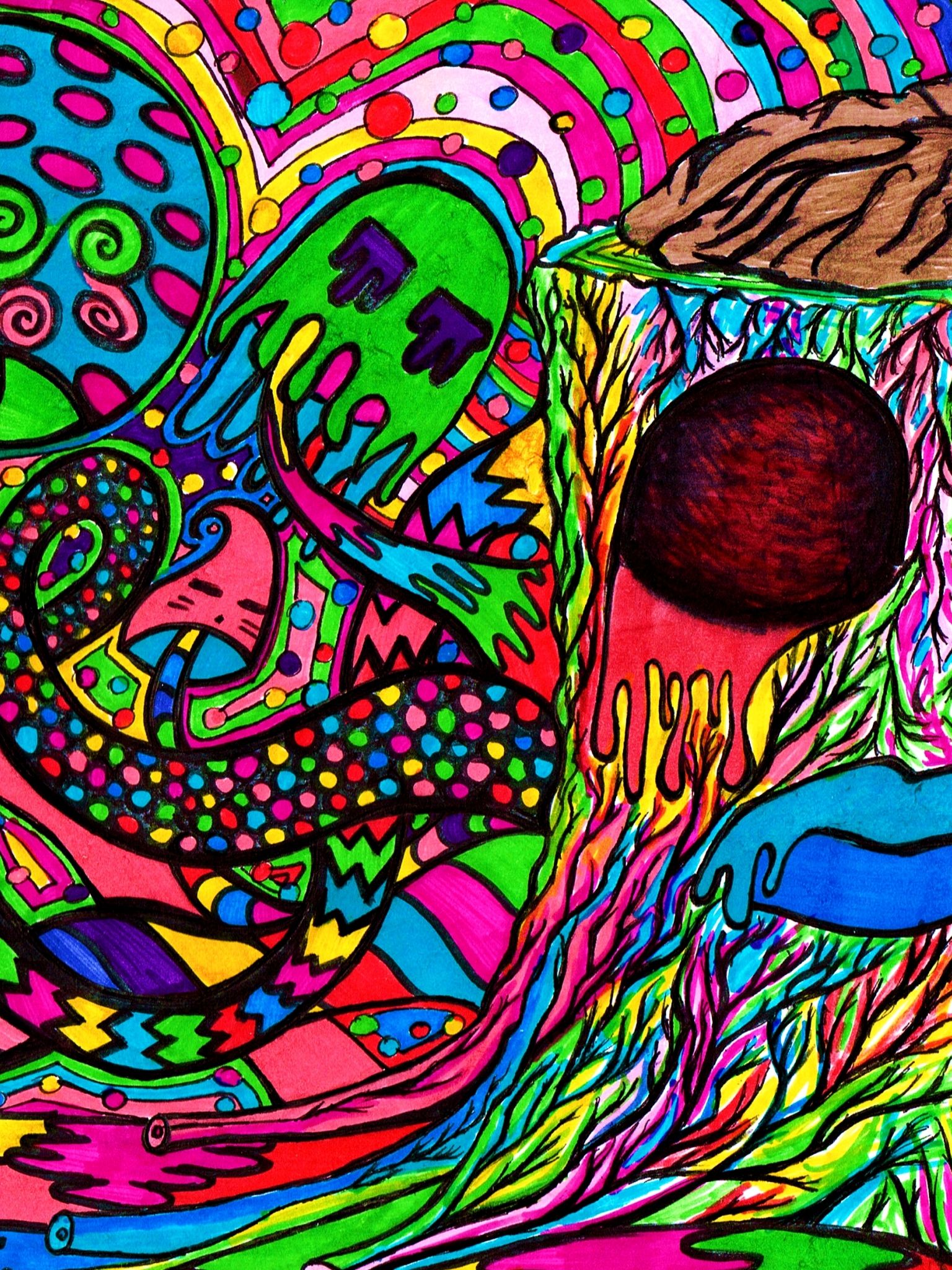 Erba psichedelica fantasma colorato, 1536x2048 Verticale, Telefono