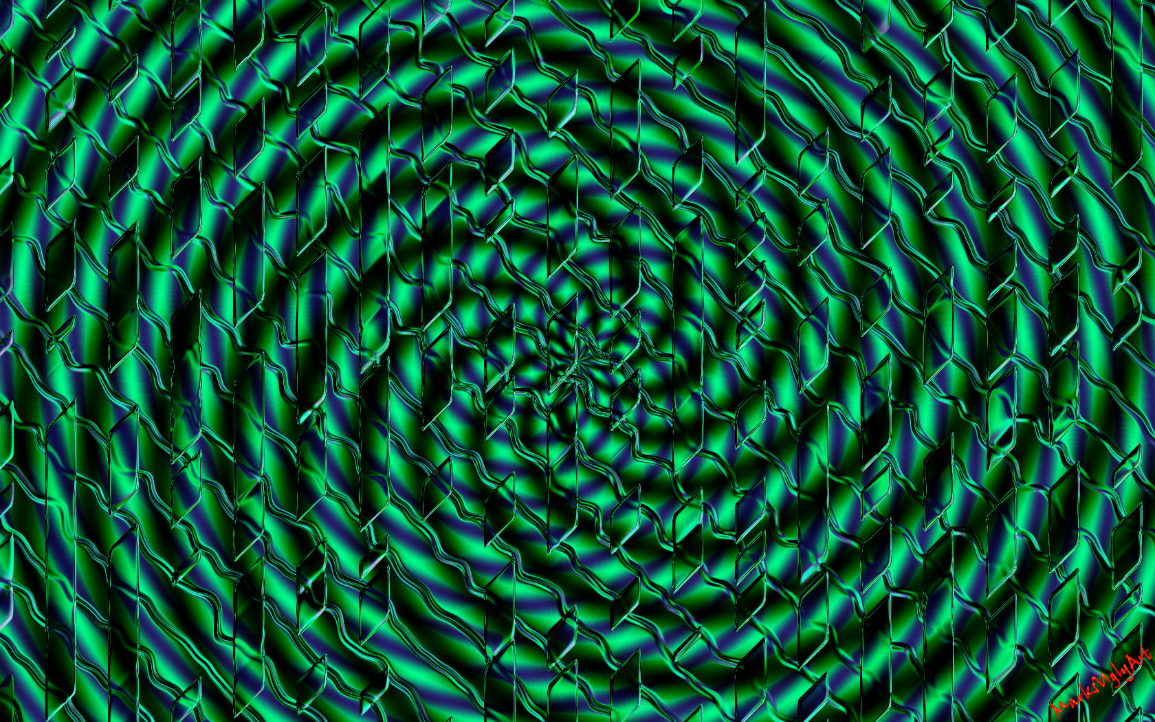 Spirale psichedelica verde astratta, 1680x1050 900p, Desktop