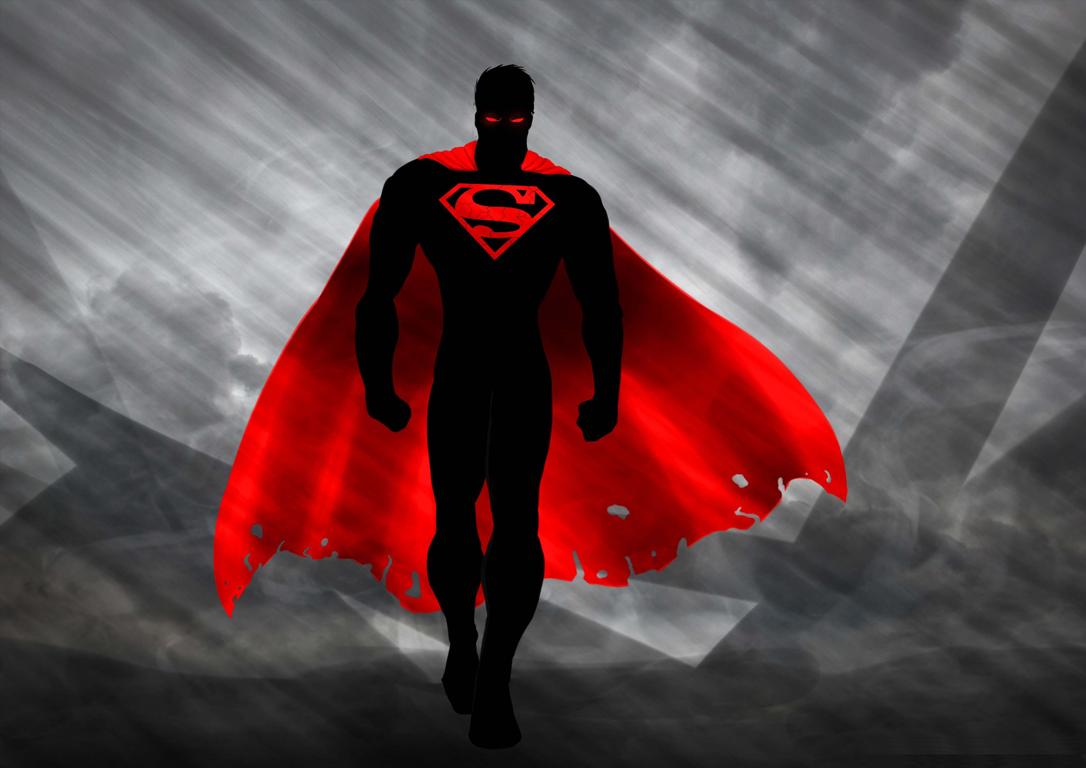 Superman silhouette rossa e nera, DC Comics, 3507x2480 2K, Desktop