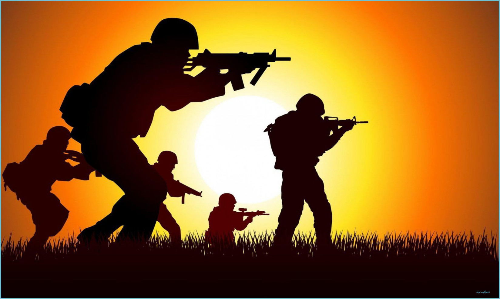 Silhouette soldati con fucili tramonto, 1649x989 HD Ready, Acer Nitro