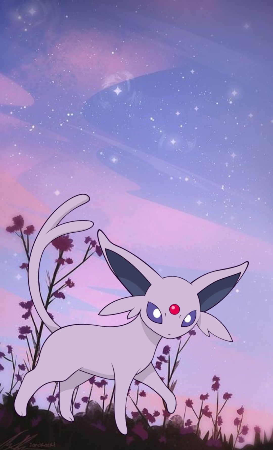 Espeon Pokemon cielo stellato, 1080x1780 Verticale, Android