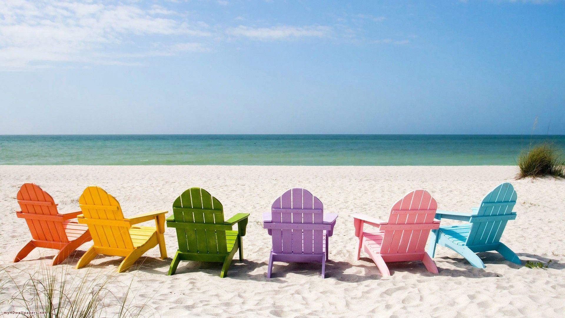 Sedie colorate spiaggia estiva, 1920x1080 1080p, Laptop