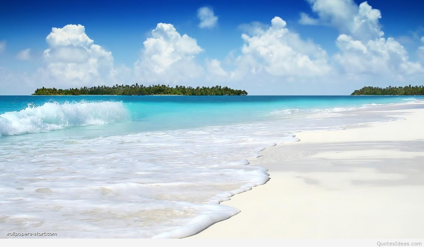 Spiaggia tropicale con isola, 1366x795 HD, Desktop