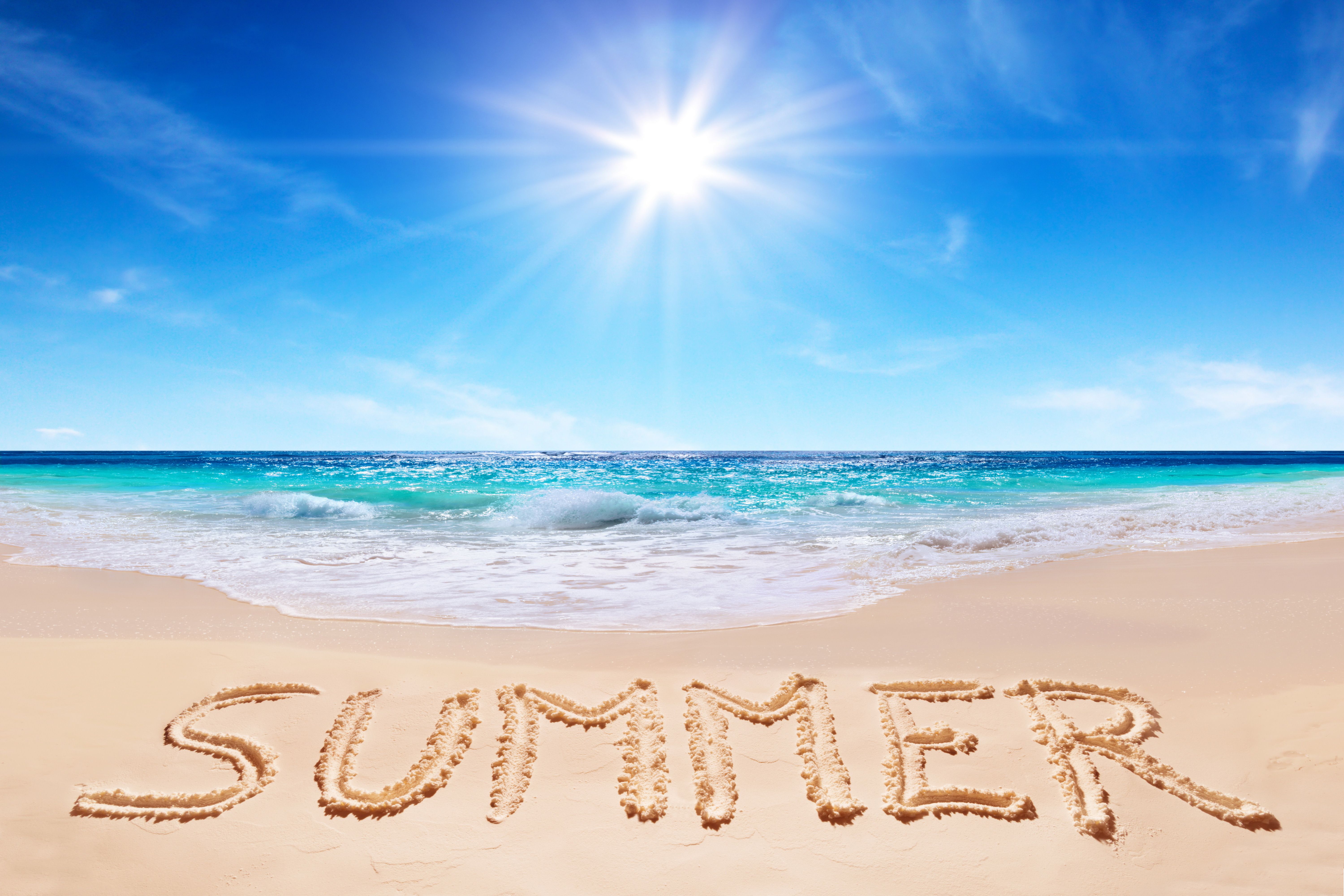 Spiaggia con scritta Summer, 6000x4000 UHD, Monitor 4K