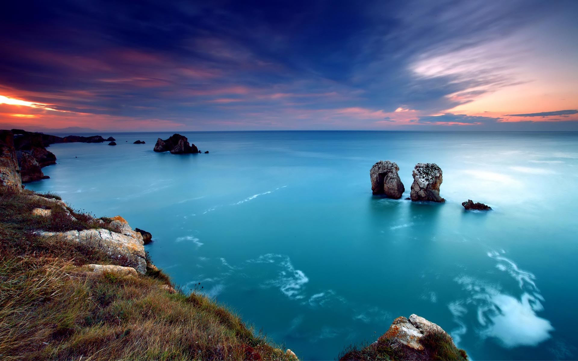 Tramonto mare scogliera blu, 1920x1200 Full HD+ WUXGA, Desktop