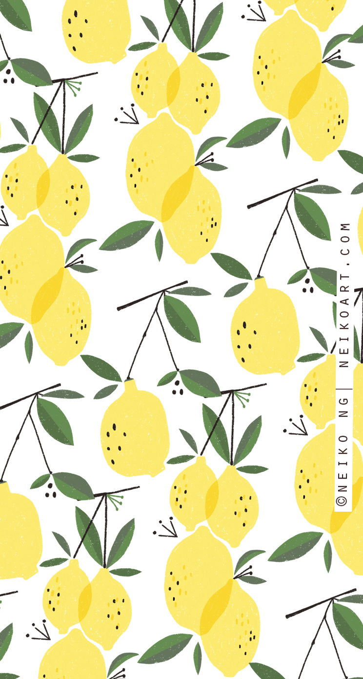 Limoni gialli pattern estivo, 744x1392 Verticale, iPhone Pro Max