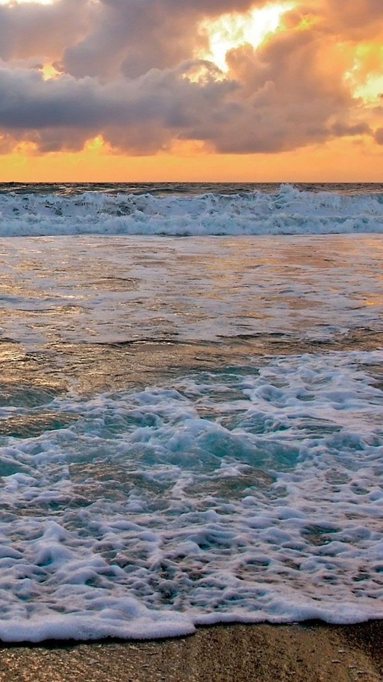 Onde spiaggia tramonto, 750x1334 Verticale, iPhone Air