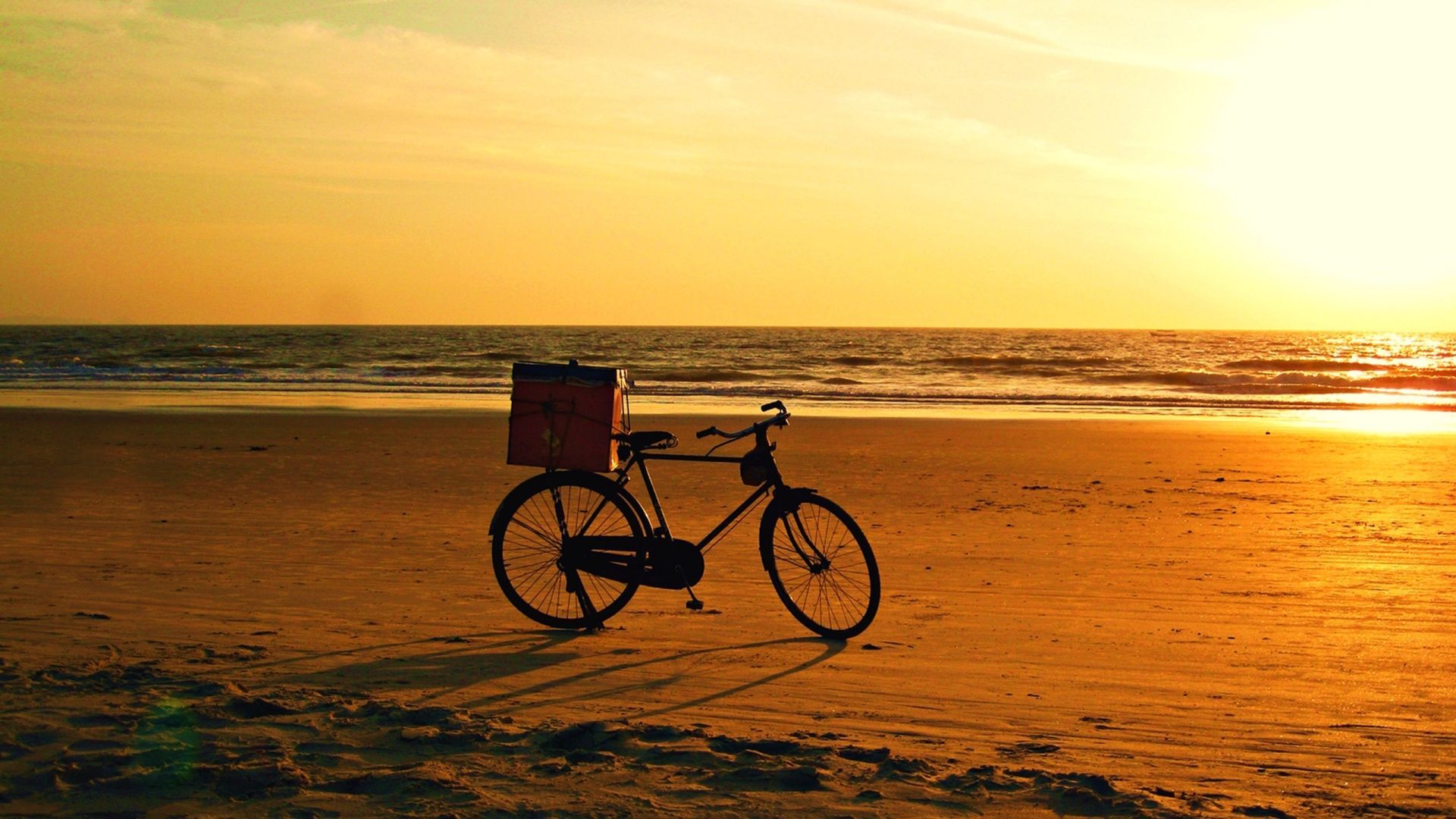 Bicicletta spiaggia tramonto vintage, 1920x1080 Full HD 1080p, Monitor Gaming