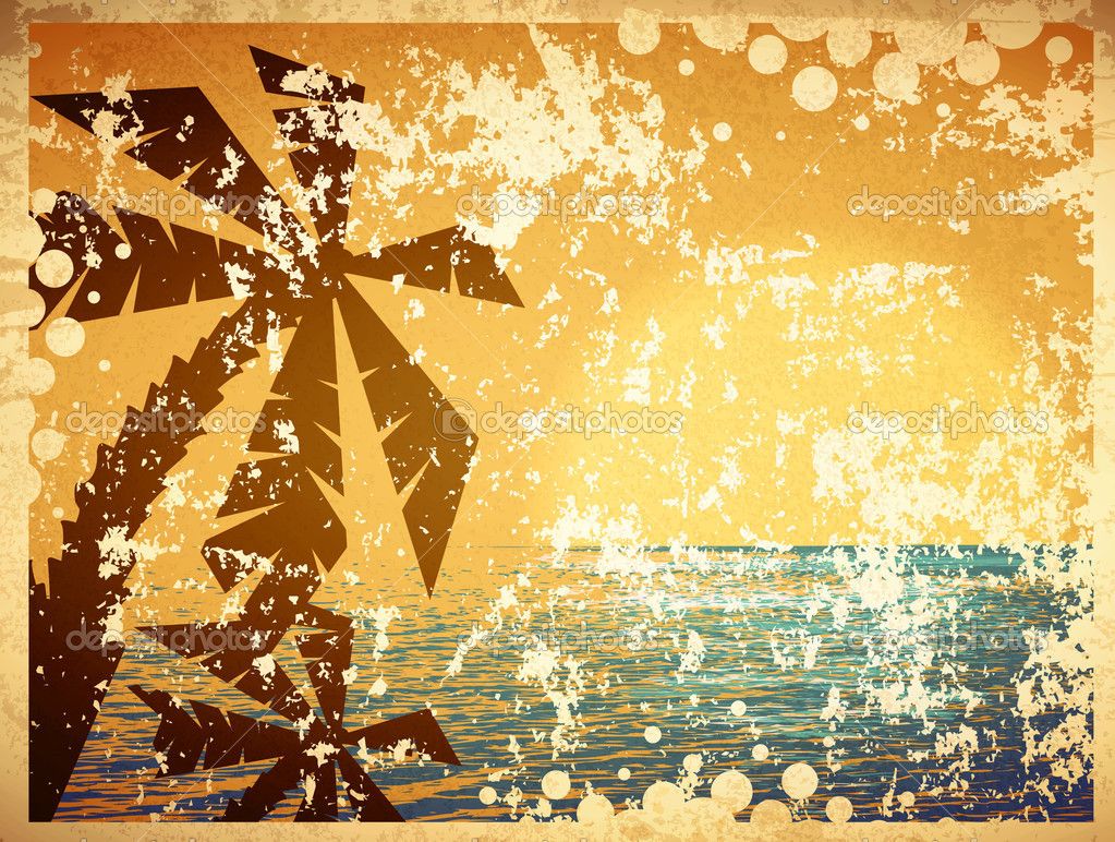 Palma vintage spiaggia grunge, 1023x772 HD, Desktop