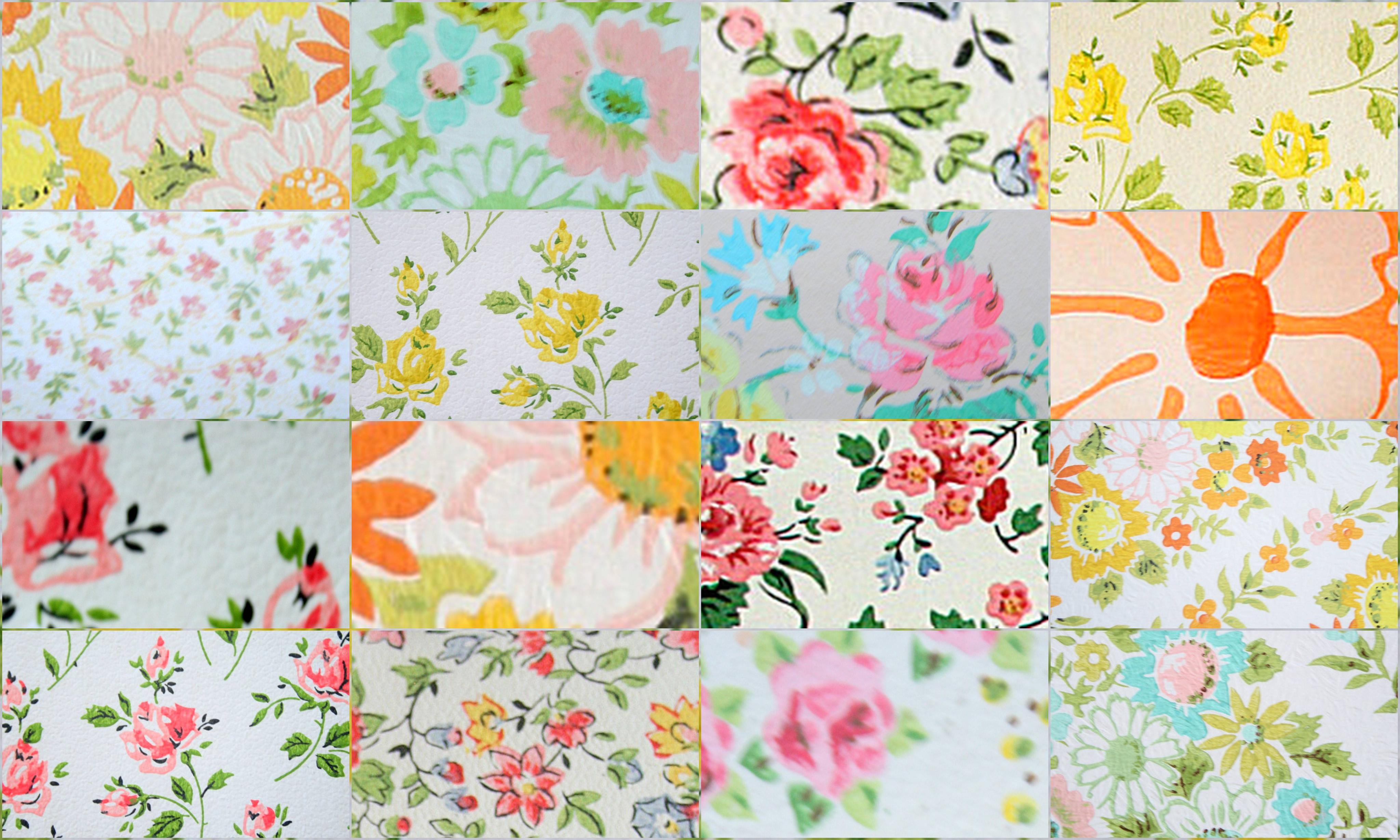 Collage tessuti floreali vintage, 4096x2458 UHD, Monitor Gaming