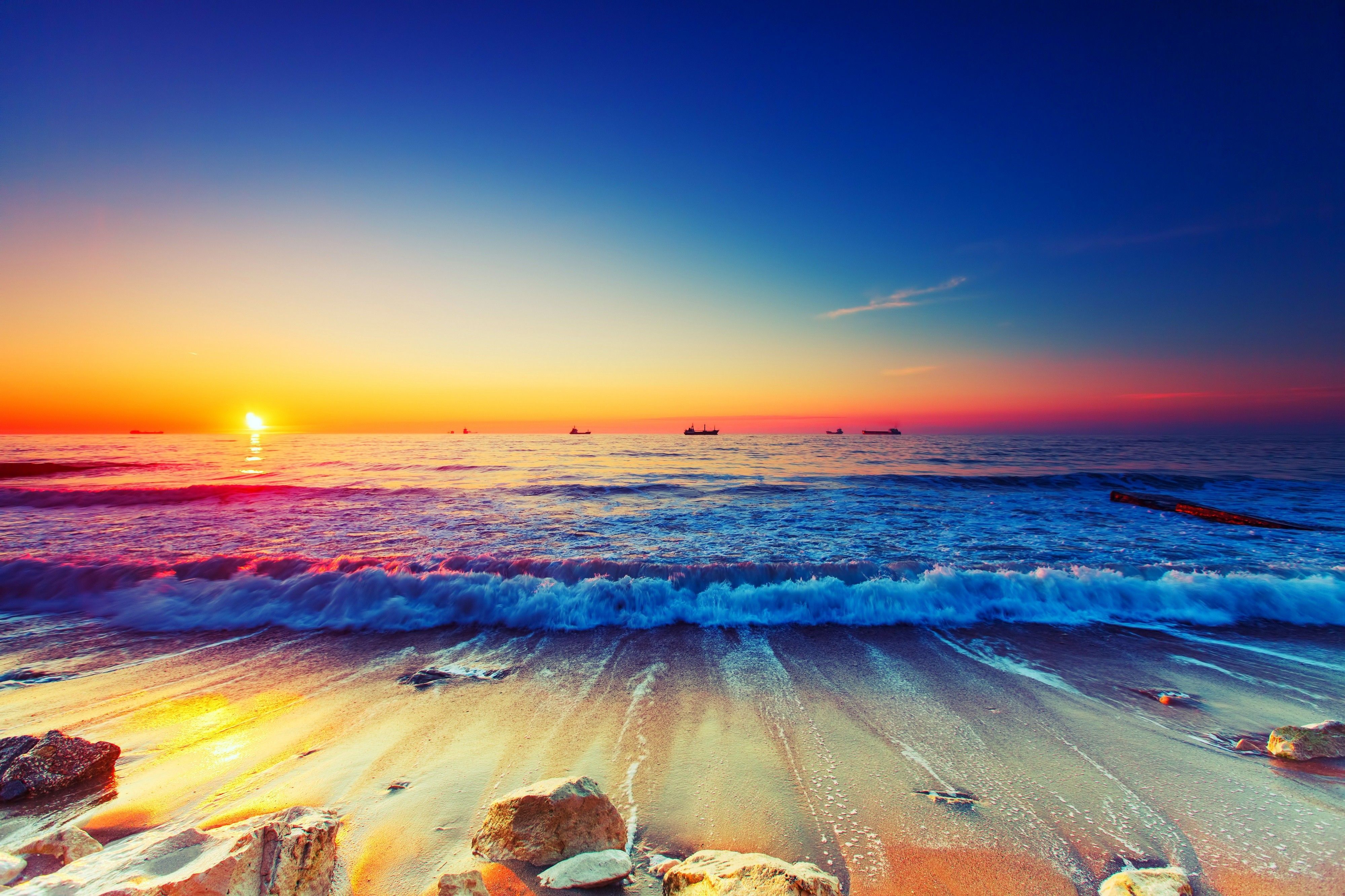 Alba sull'oceano estivo, 3999x2666 4K, Desktop 4K