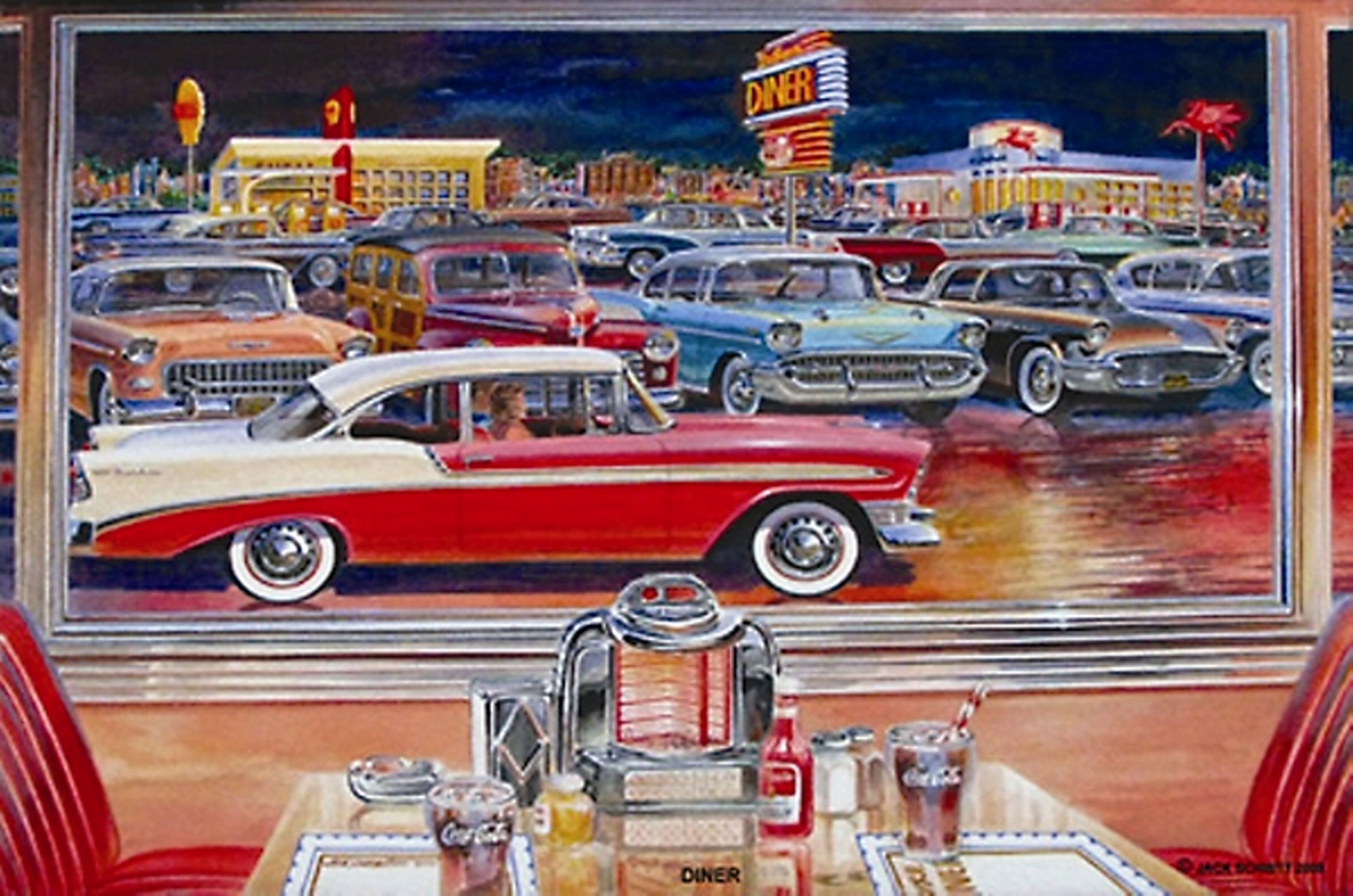 Diner anni '50 con auto d'epoca, 3600x2384 2K, Desktop