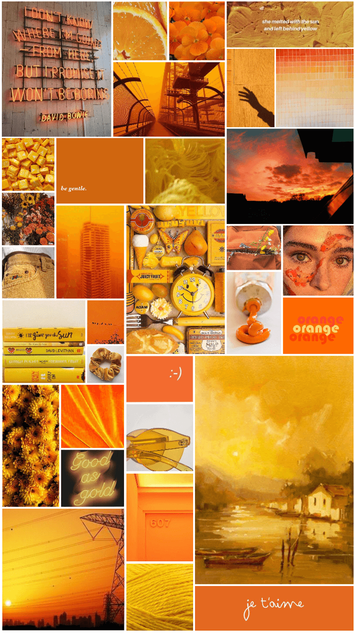 Collage estetico arancione senape, 719x1280 Verticale, OnePlus
