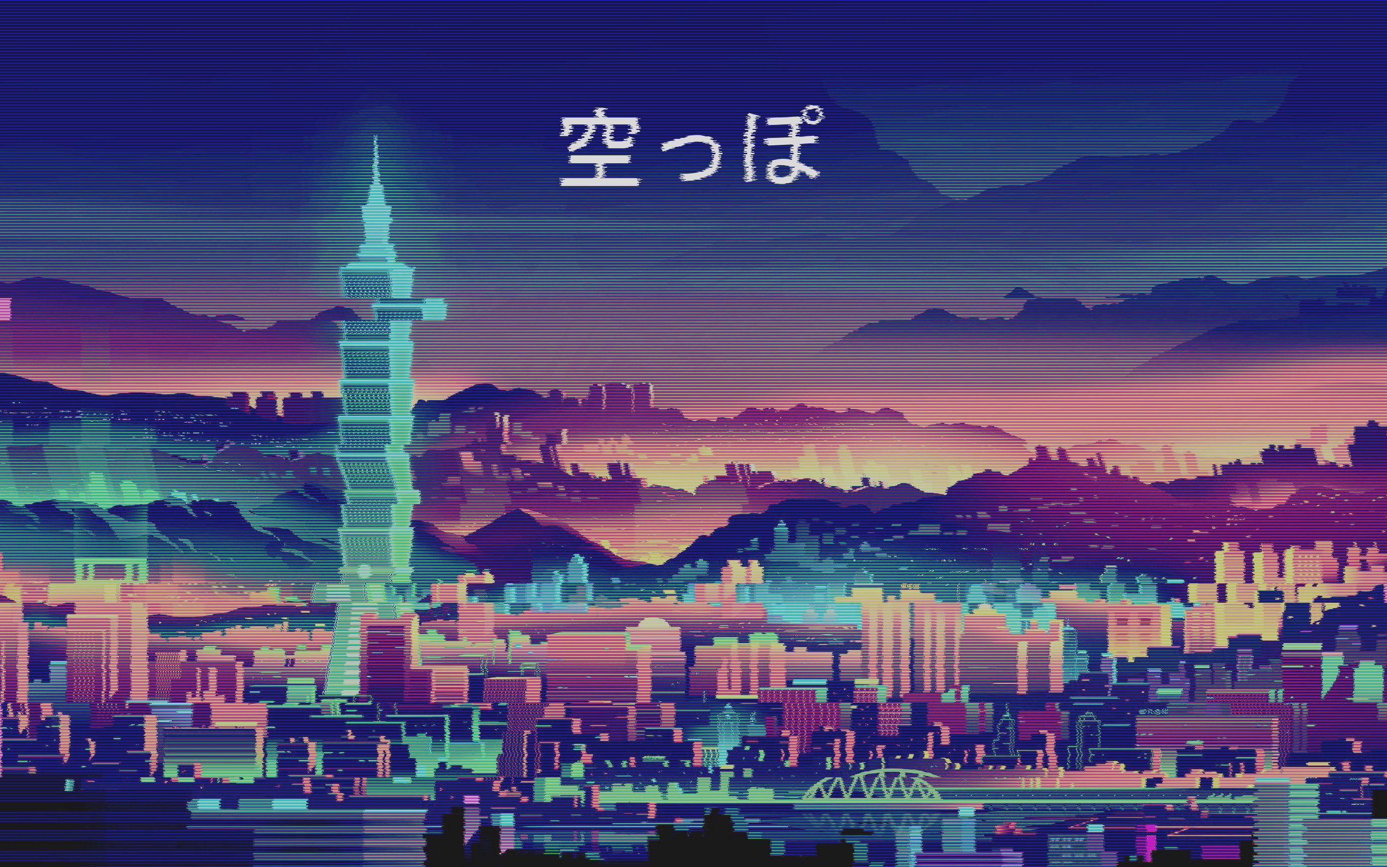 Skyline synthwave torre neon, 2787x1742 2K+, Laptop