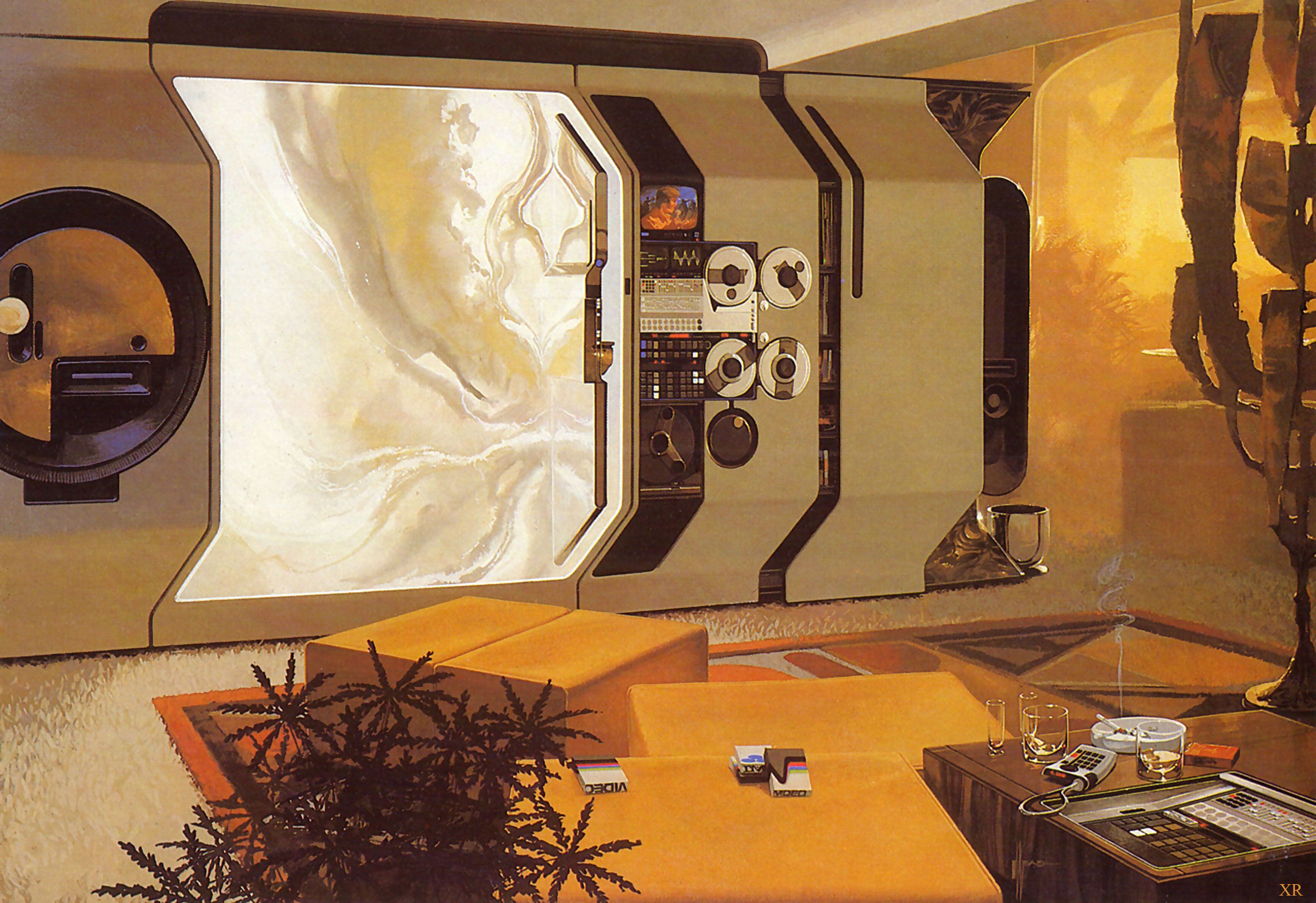 Interno futuristico anni 70 arancione, 3207x2200 2K+, Desktop