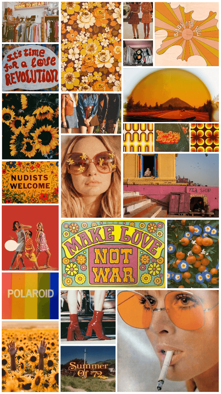 Collage estetico retro anni 70, 719x1280 Full HD Verticale, Smartphone