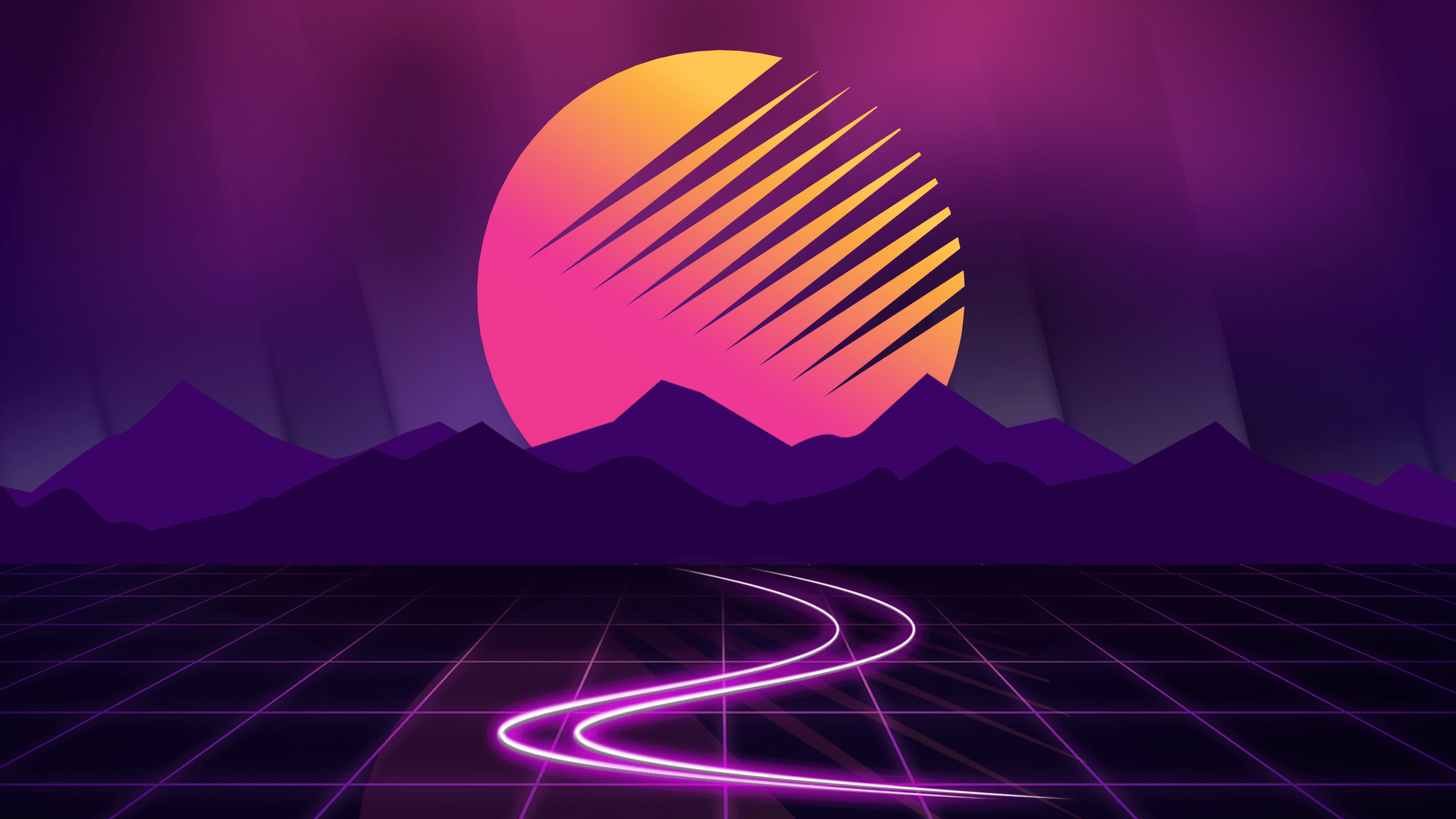 Paesaggio synthwave viola retrò, 2560x1440 1440p, Desktop