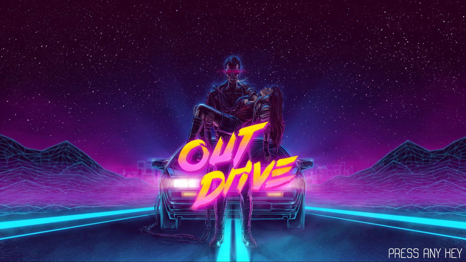 Retrowave auto neon anni 80, 1920x1080 Full HD 1080p, Desktop