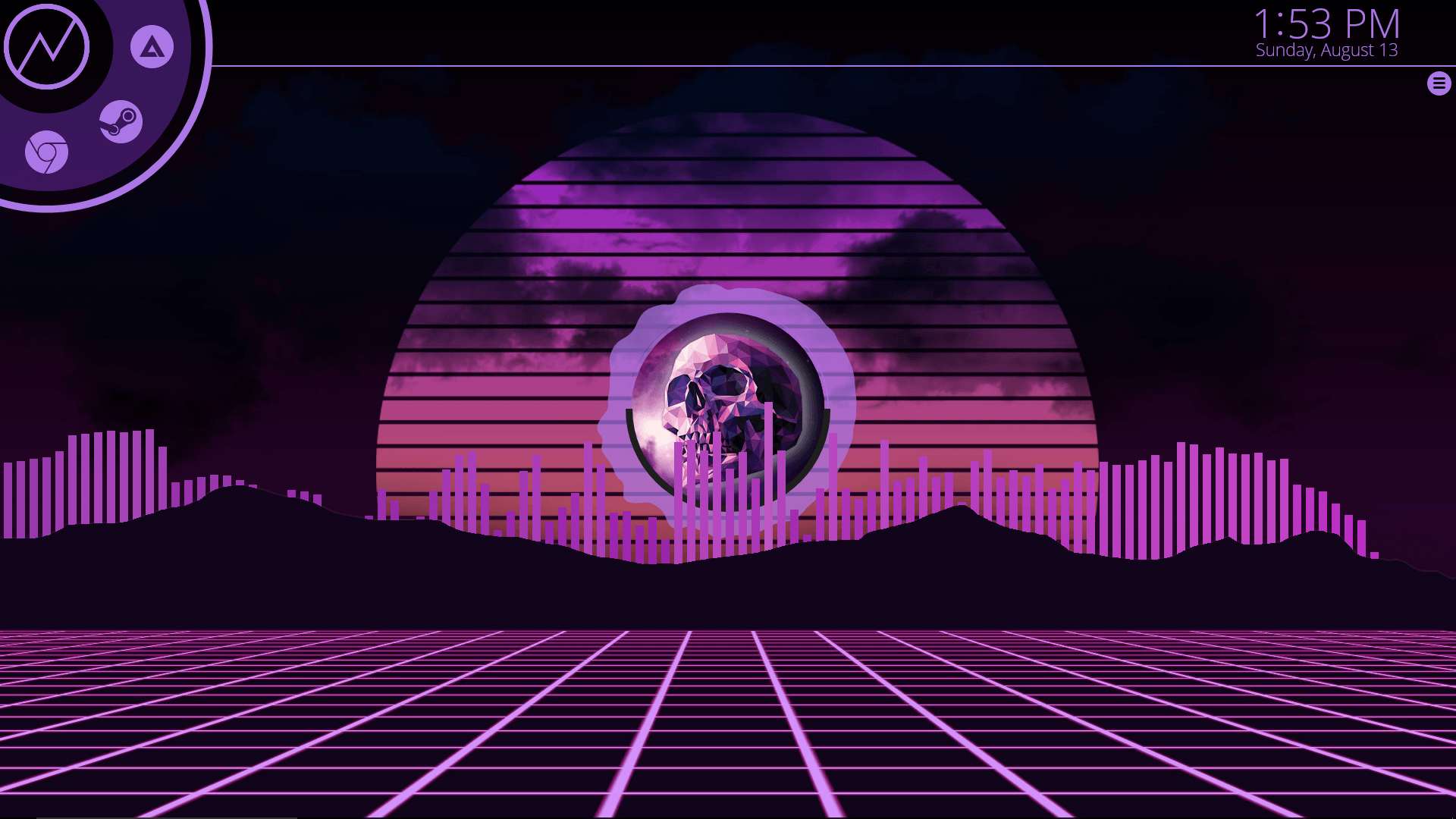 Griglia neon retrowave viola, 1920x1080 1080p, Desktop