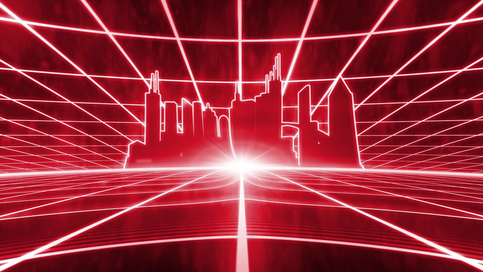 Griglia neon skyline rossa, 1920x1080 Full HD, PC Desktop