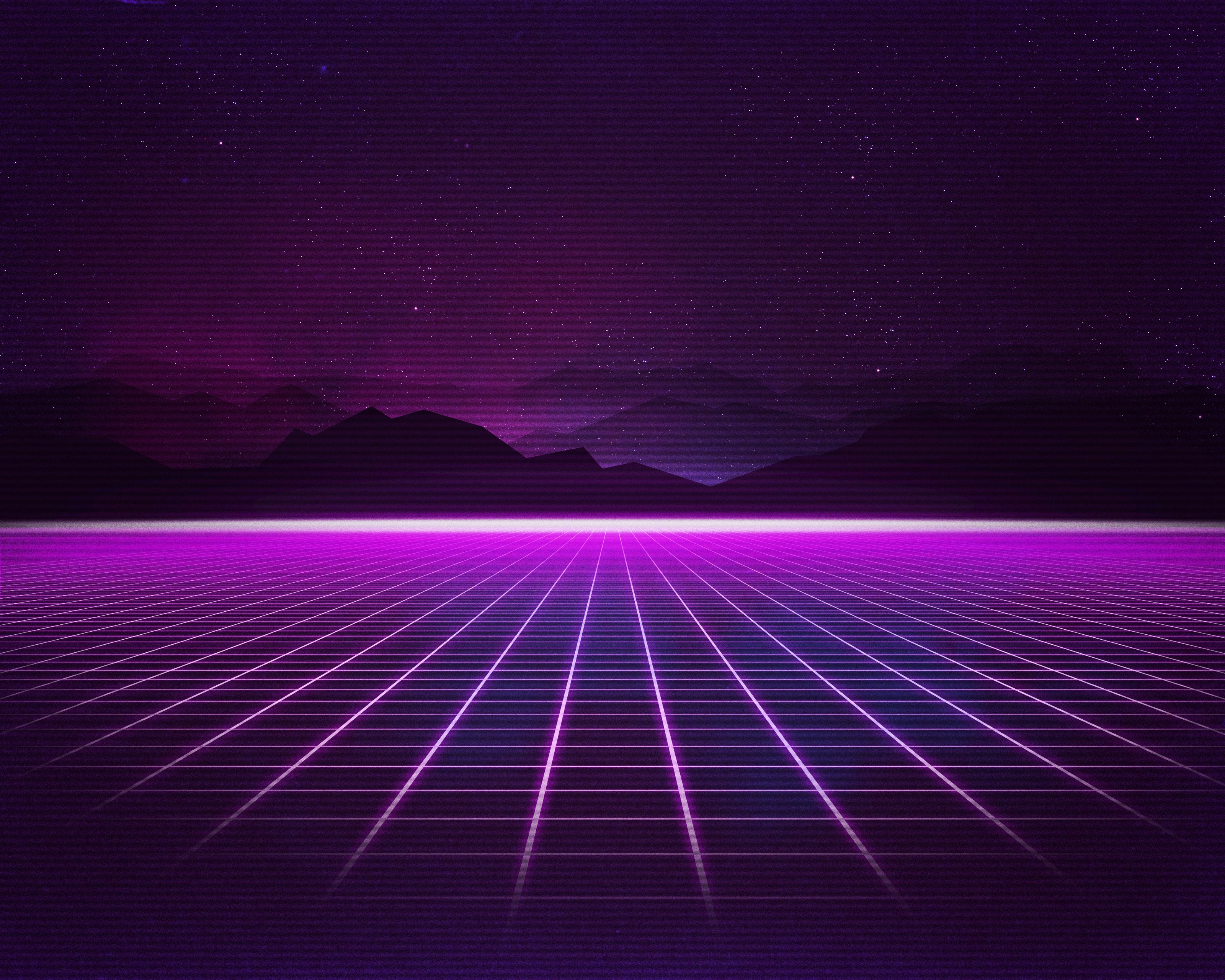 Griglia neon viola retro, 3200x2560 2K, Desktop