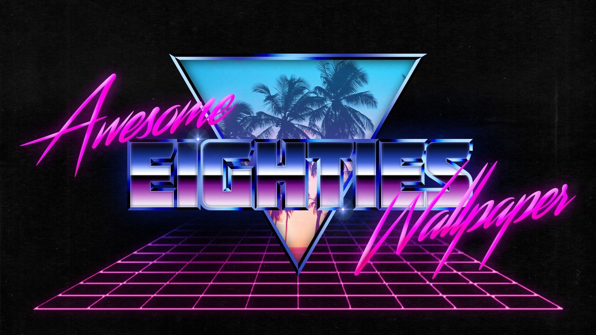Griglia neon retrowave anni 80, 1920x1080 1080p, Desktop