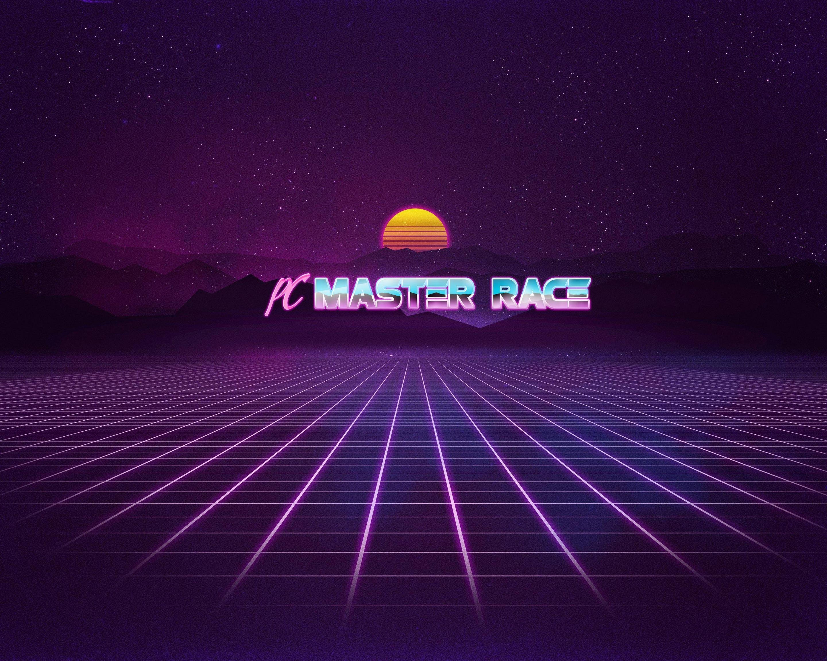 PC Master Race retrowave griglia, 2880x2304 2K+, Laptop