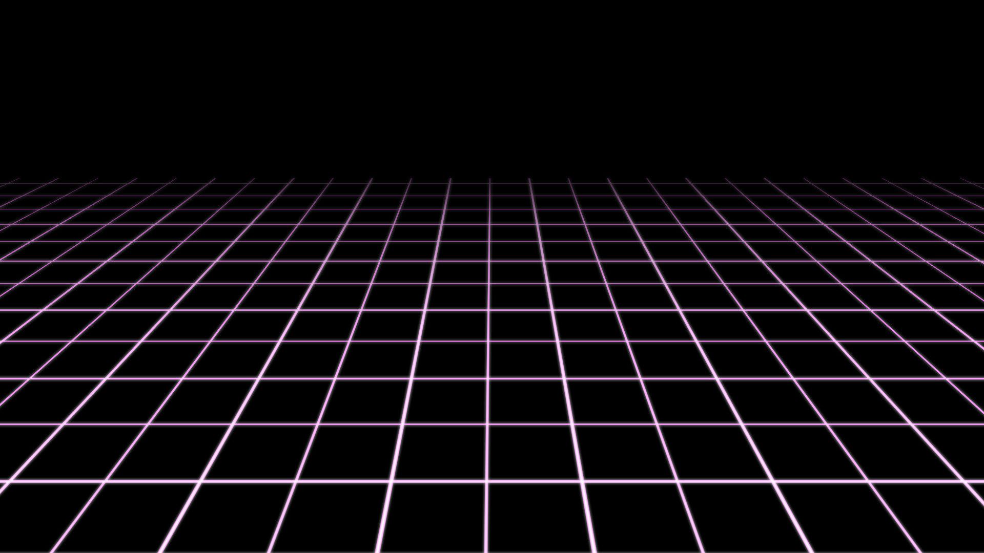 Griglia neon retrò sfondo nero, 1920x1080 1080p, Desktop