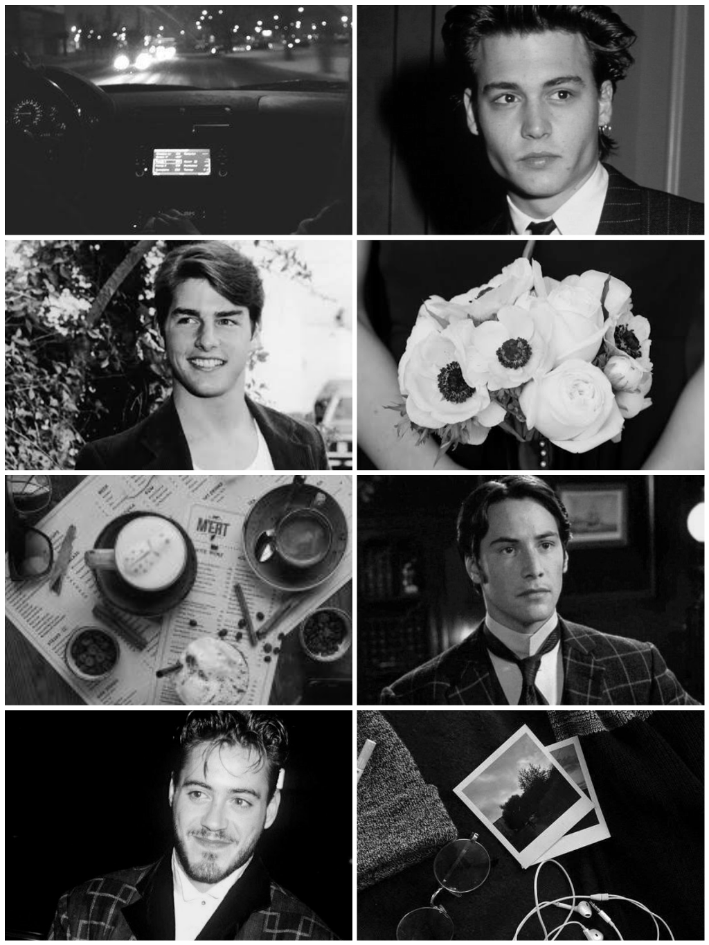 Collage bianco e nero attori vintage, 1024x1365 Verticale, Telefono