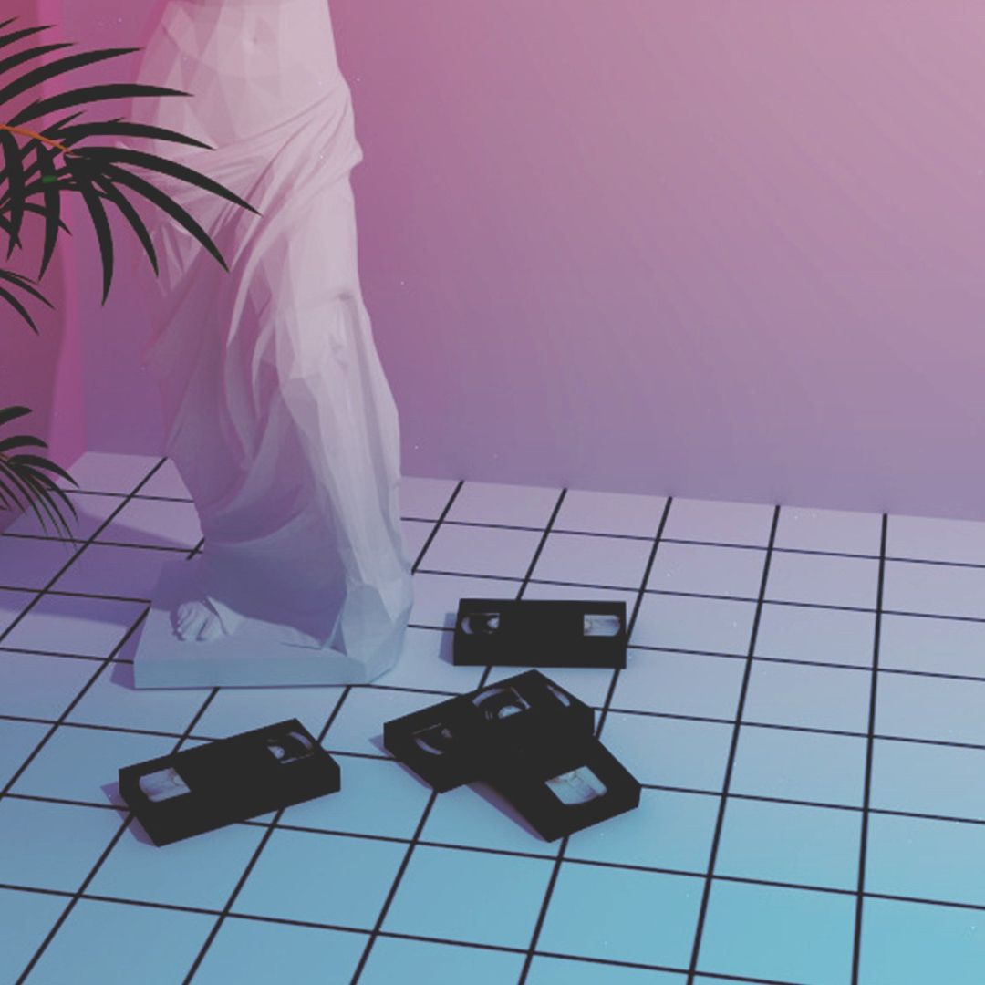 Statua e videocassette VHS, 1080x1080 HD, Desktop