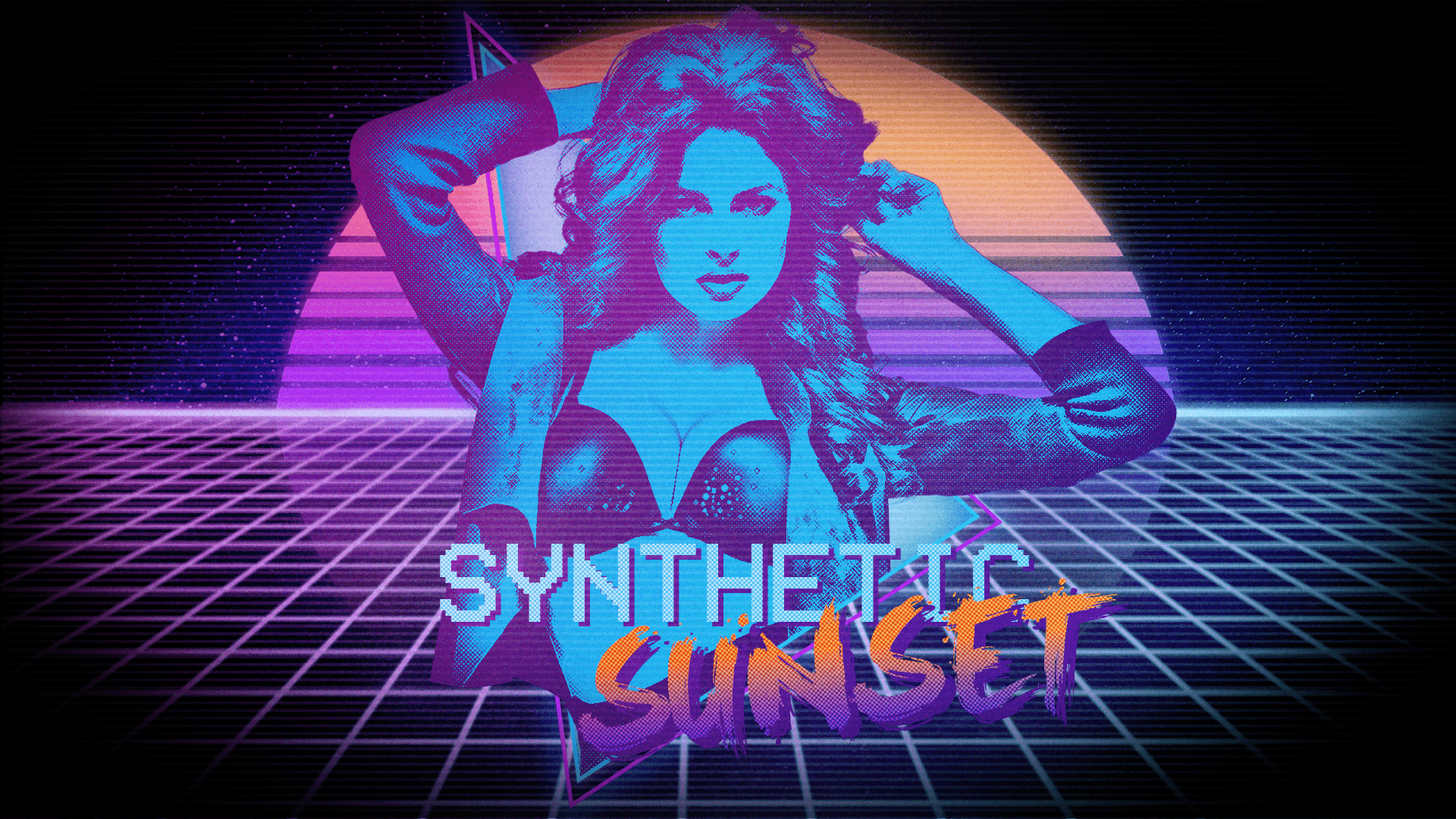 Synthwave donna griglia neon, 1920x1080 1080p, Desktop