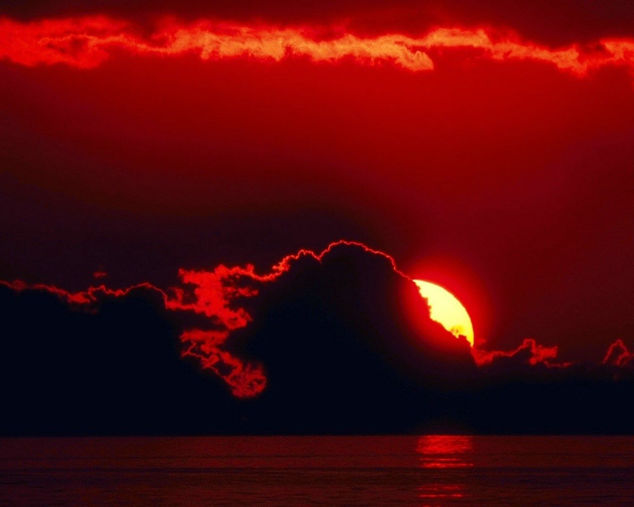 Tramonto rosso sul mare, 1280x1024 HD, Desktop