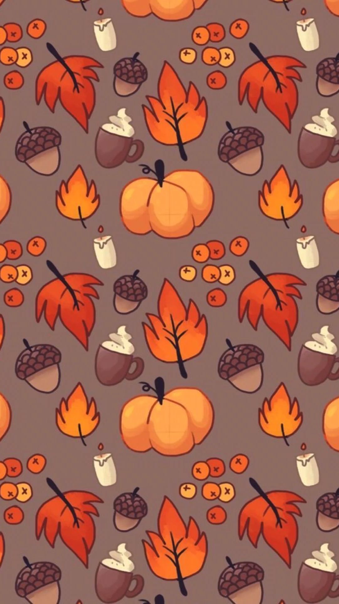 Foglie autunnali e ghiande pattern, 1080x1920 Verticale, Telefono