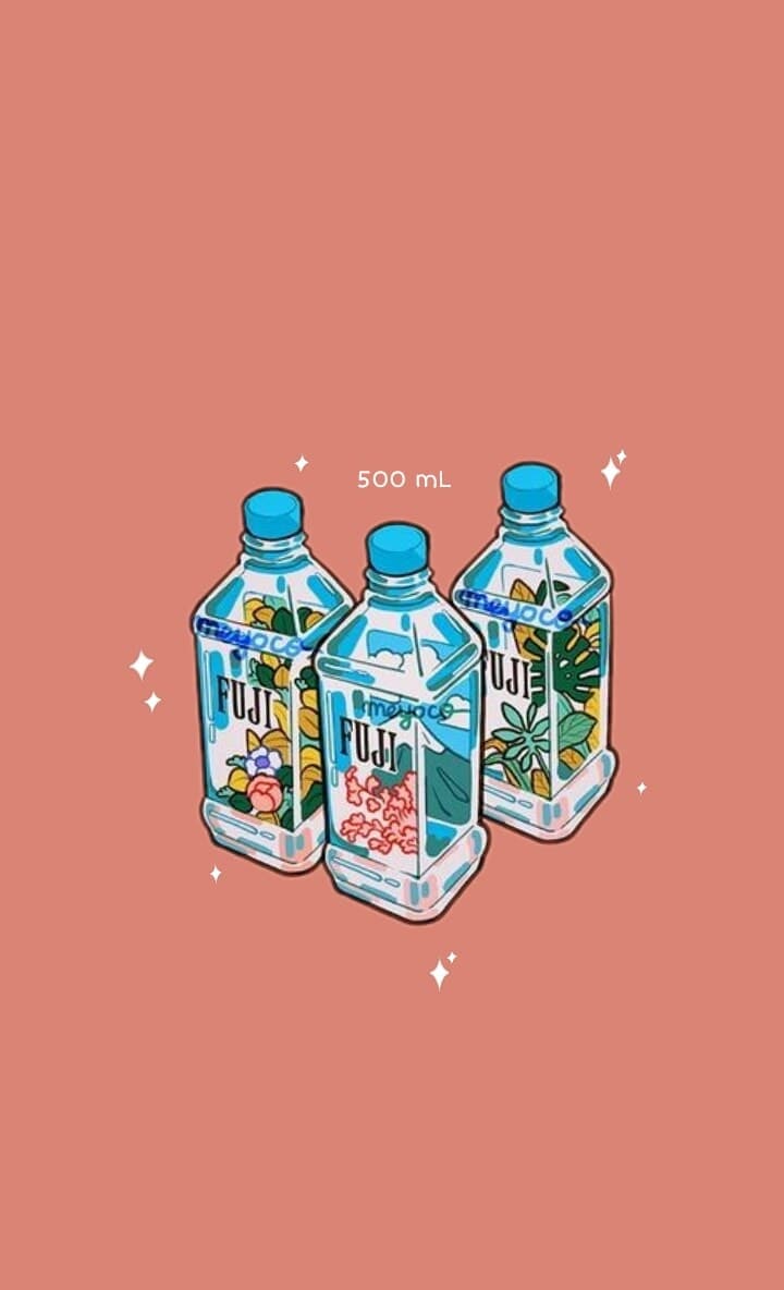 Tre bottiglie acqua illustrate rosa, 720x1184 Verticale, Telefono