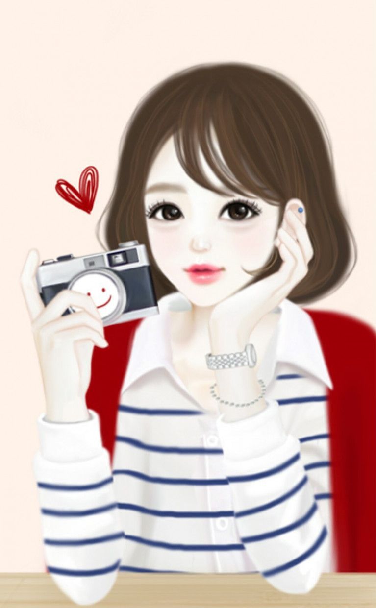 Ragazza illustrata con fotocamera, 767x1241 Verticale, Mobile