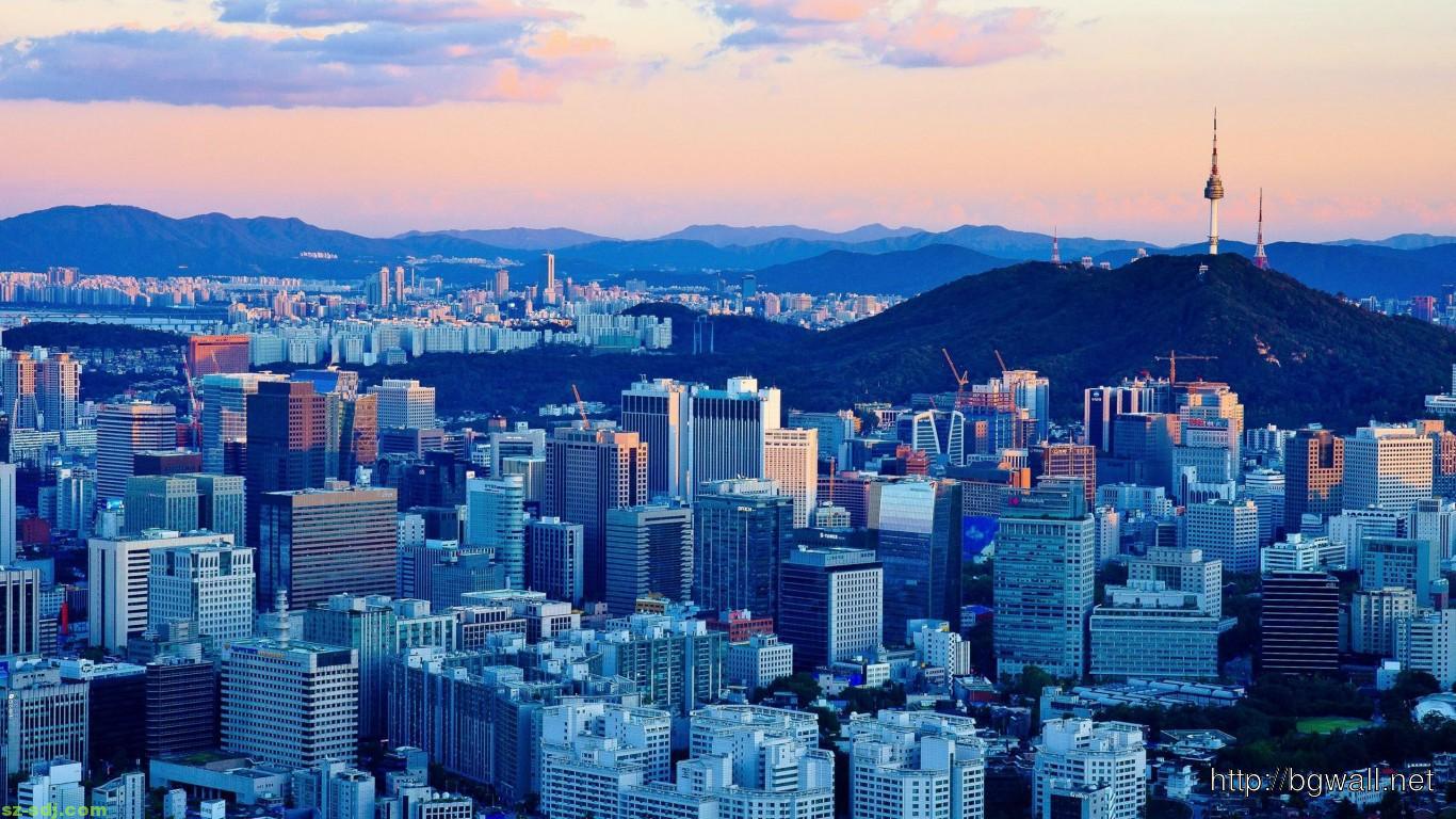 Skyline Seoul al tramonto, 1366x768 HD, Desktop