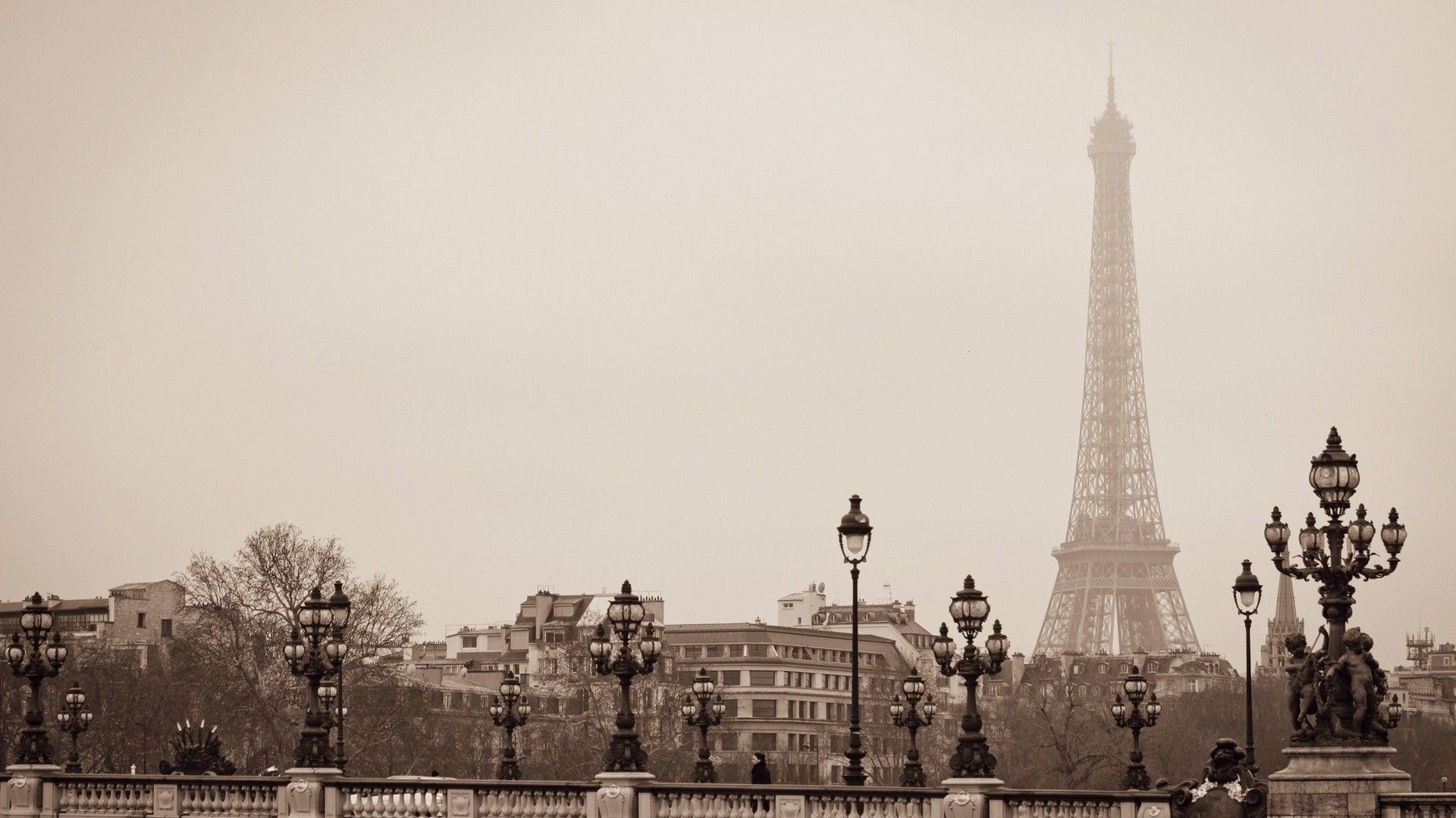 Torre Eiffel seppia Parigi, monumento, 1920x1080 Full HD 1080p, Monitor Gaming